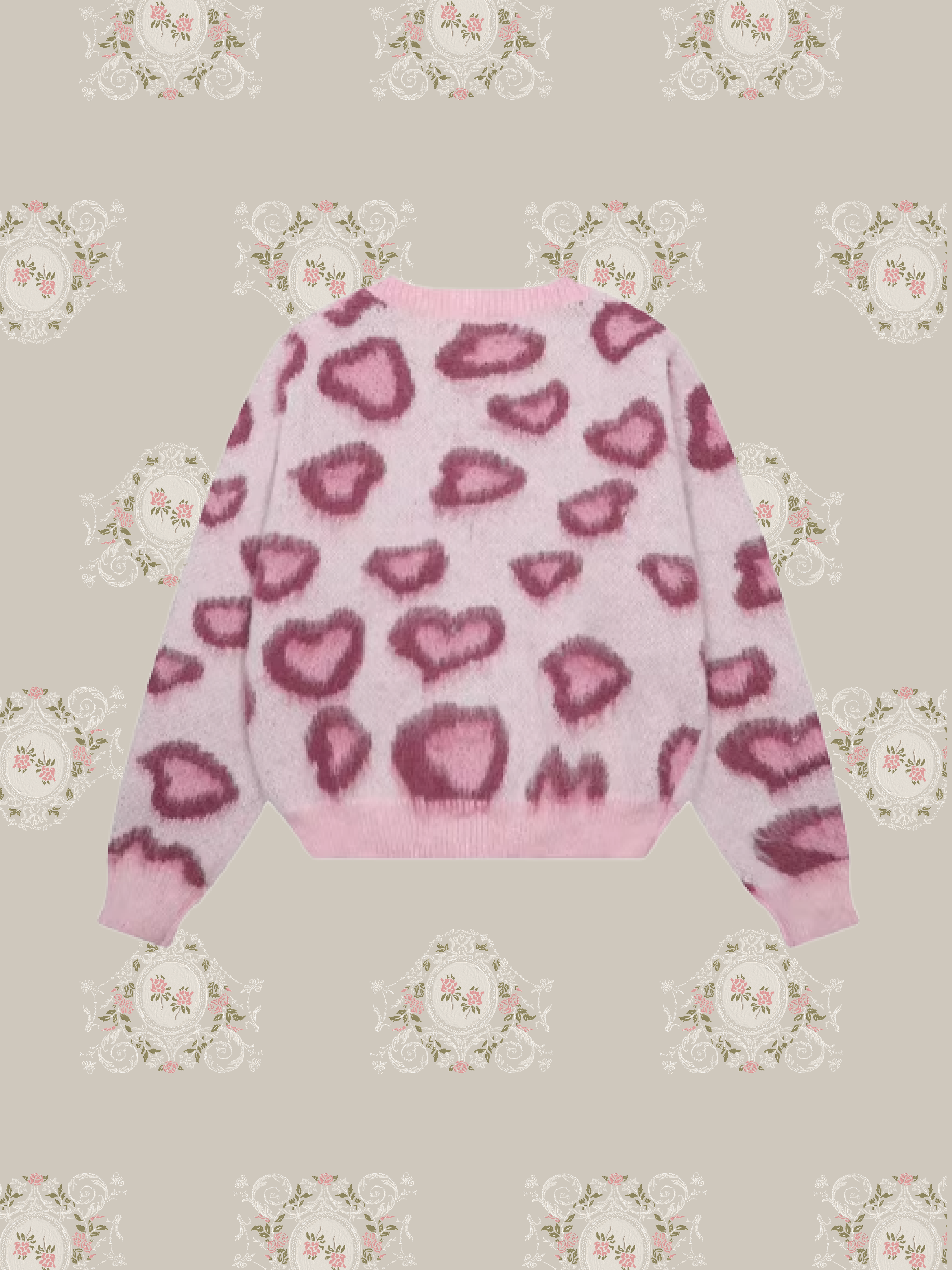 Leopard Motif Heart Cardigan/ヒョウ柄ハートカーディガン