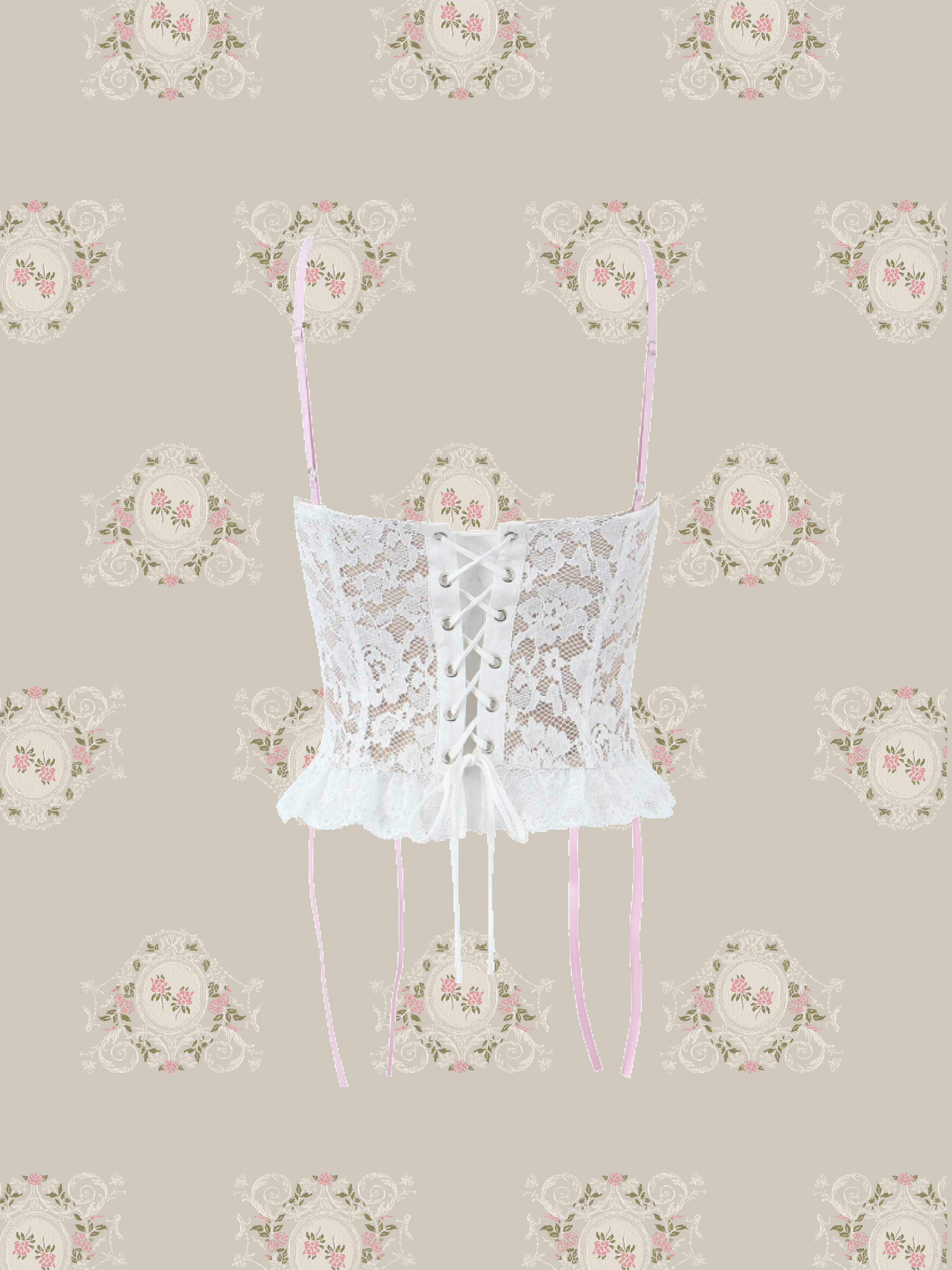 Lace Up Pink Cami/レースアップピンクキャミ