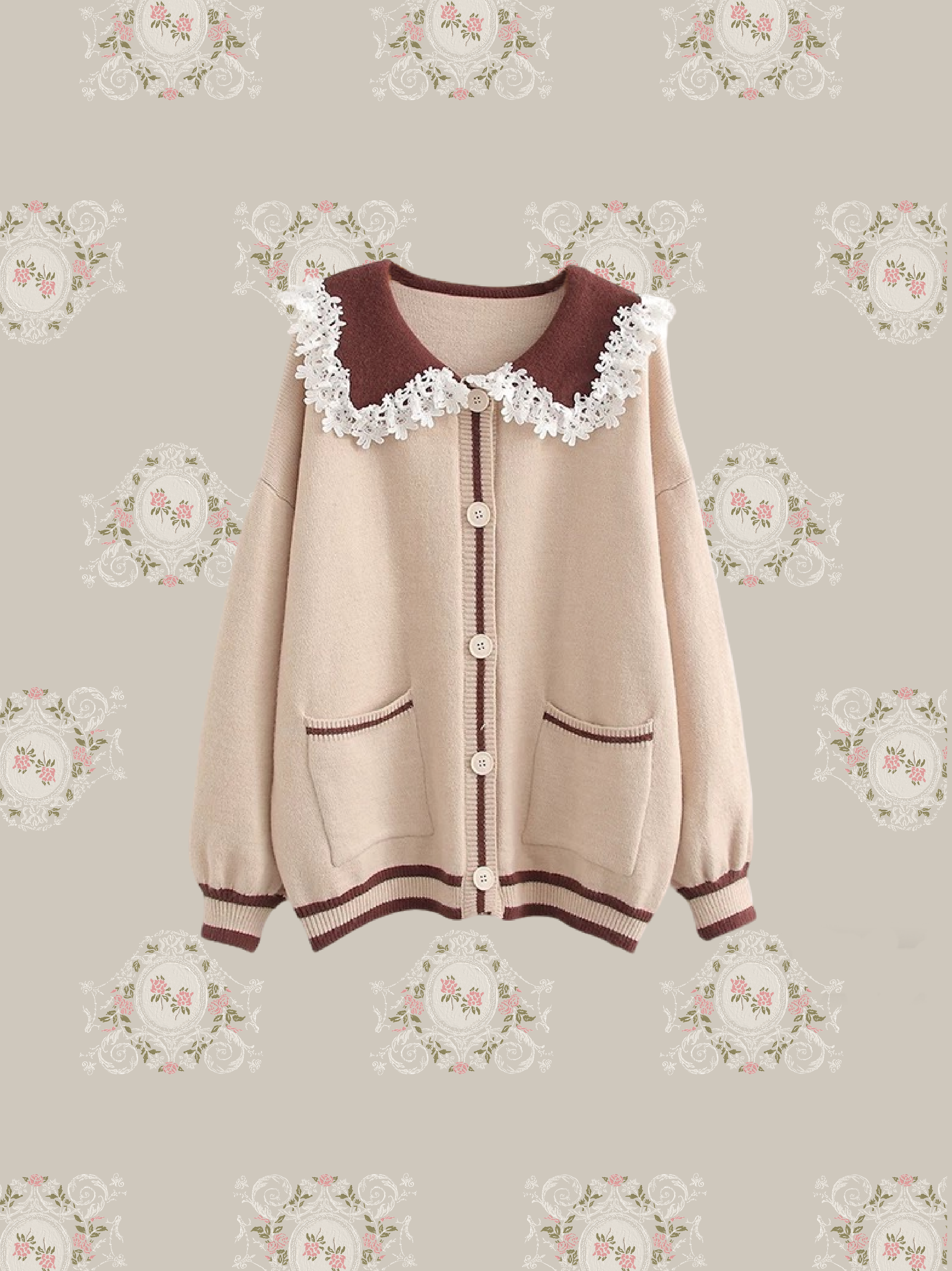 Preppy Lace Collar Cardigan/プレッピーレースカラーカーディガン