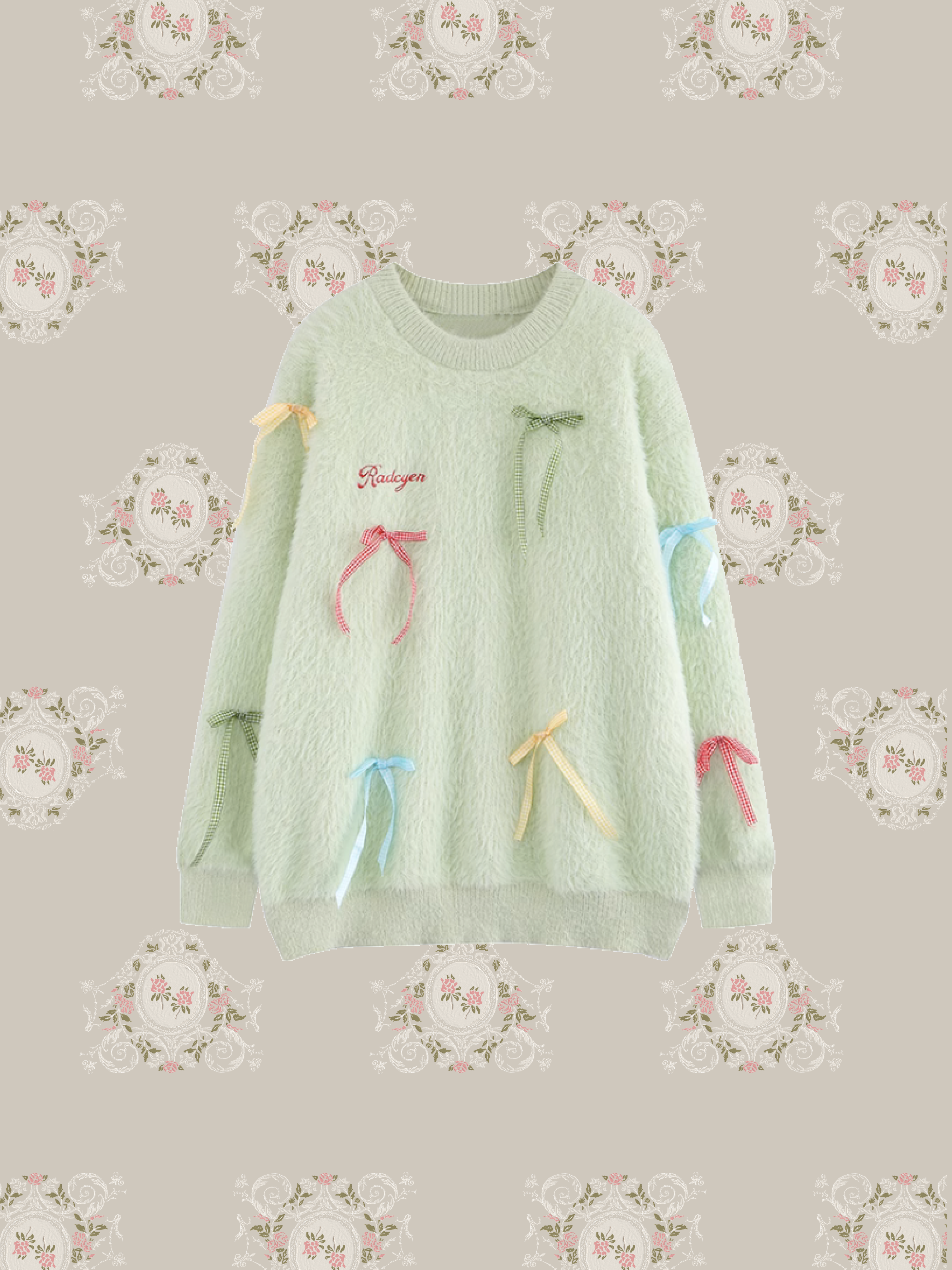 Colorful Ribbon Deco Sweater/カラフルリボンデコセーター