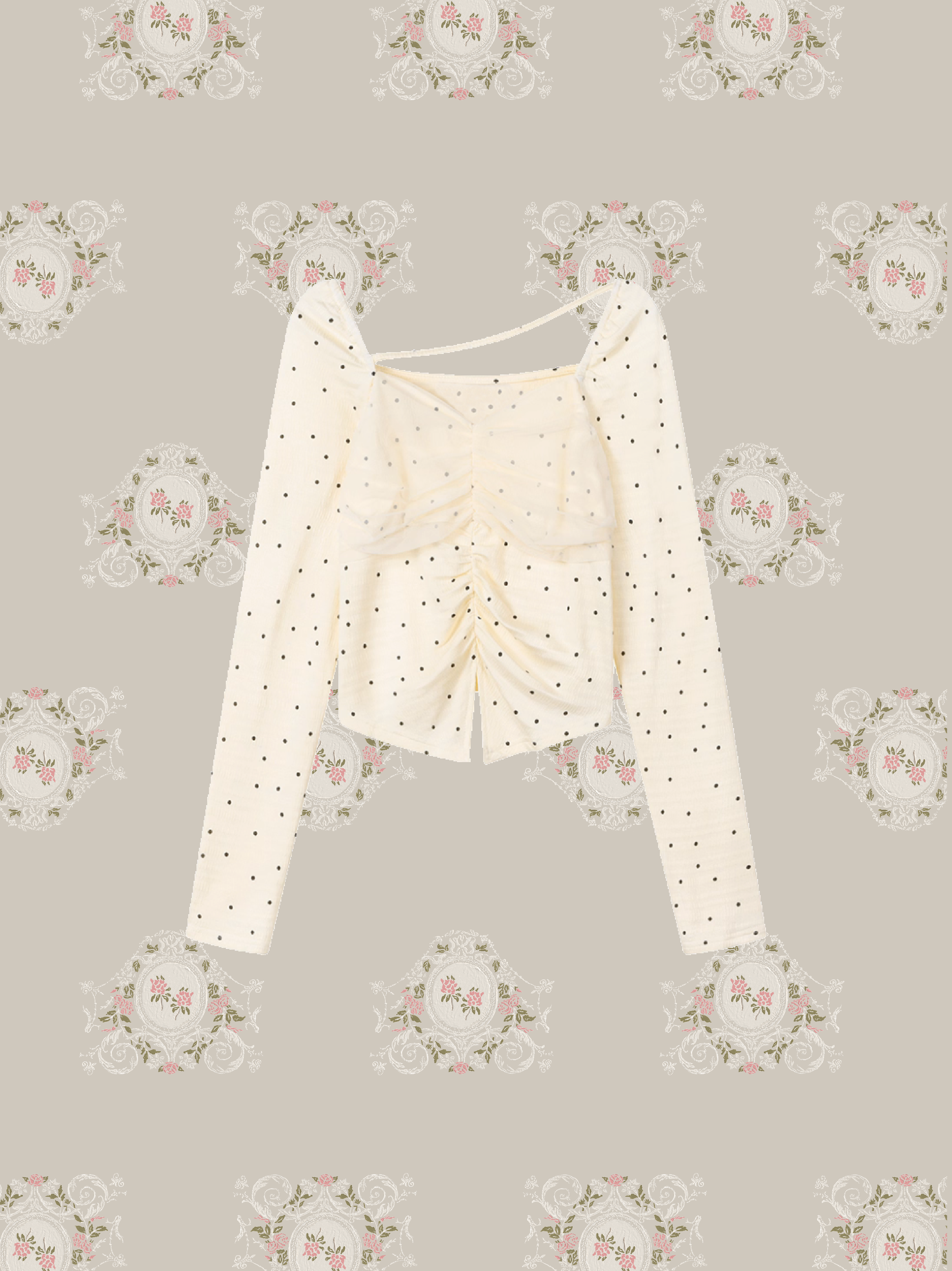 Mesh Ribbon Dots Top/メッシュリボンドットトップス