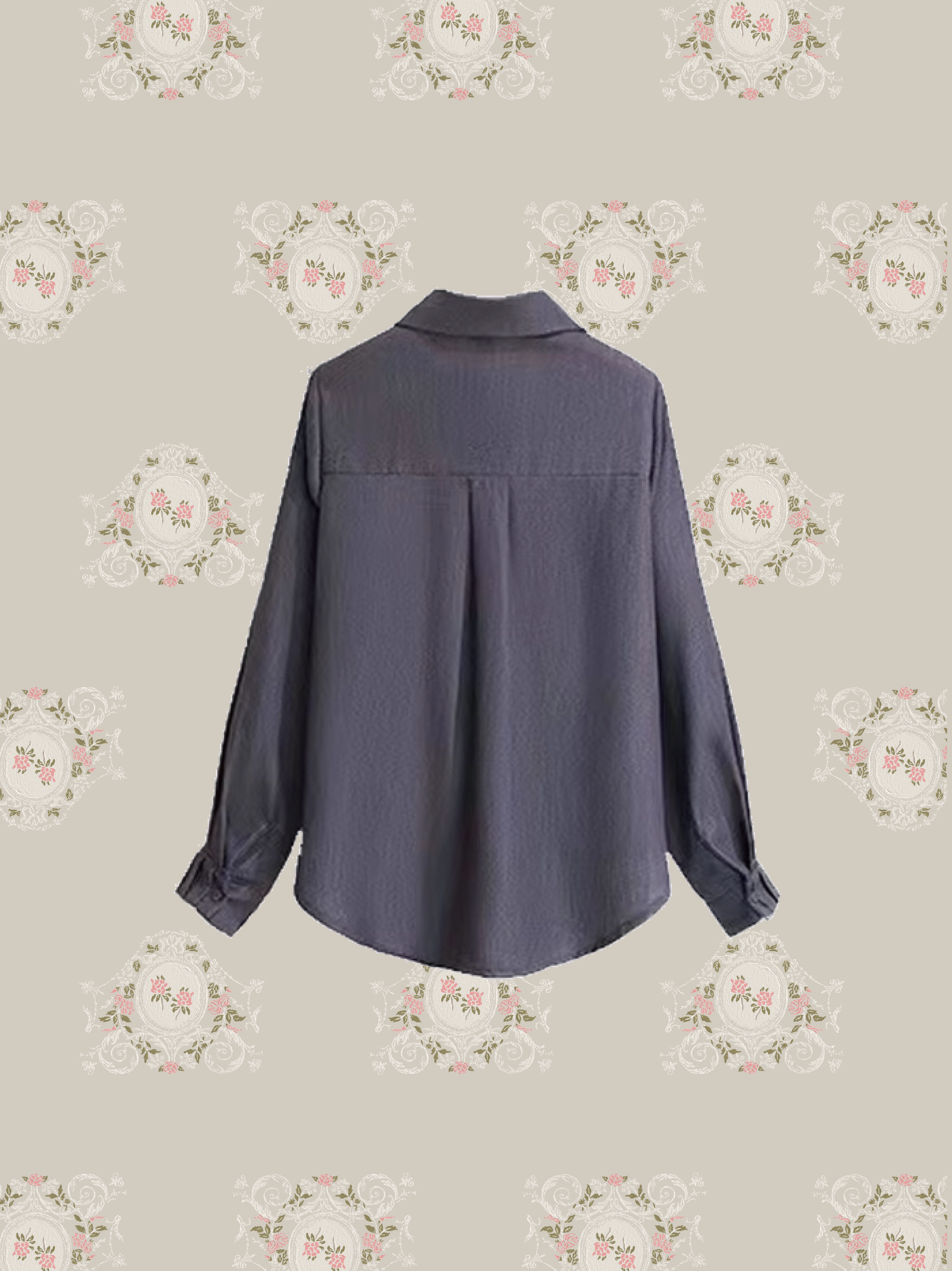 Silver Flower Leather Tie Shirt シルバー フラワー レザー タイ シャツ