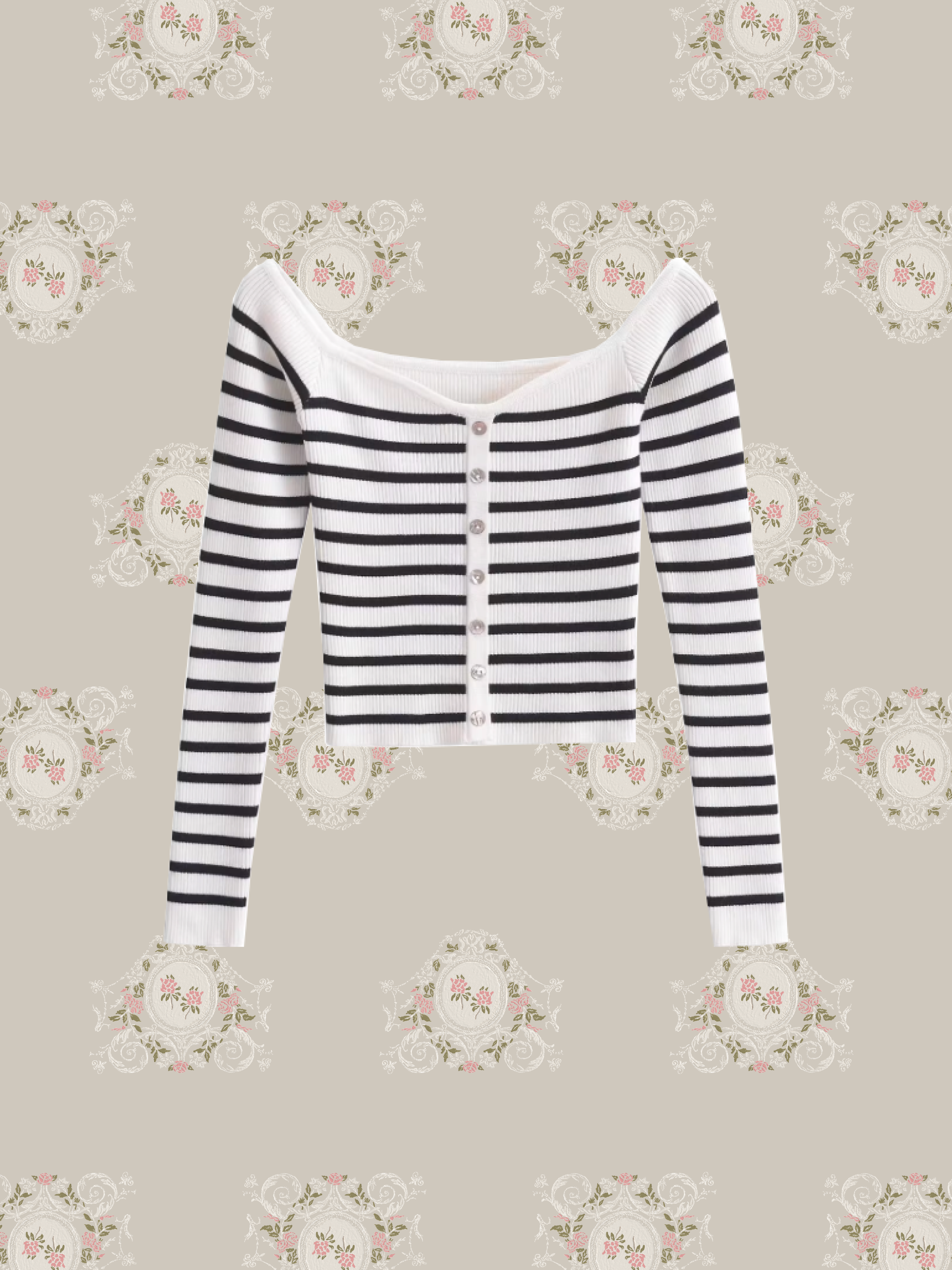 Off Shoulder Stripe Tops/オフショルダーストライプトップス