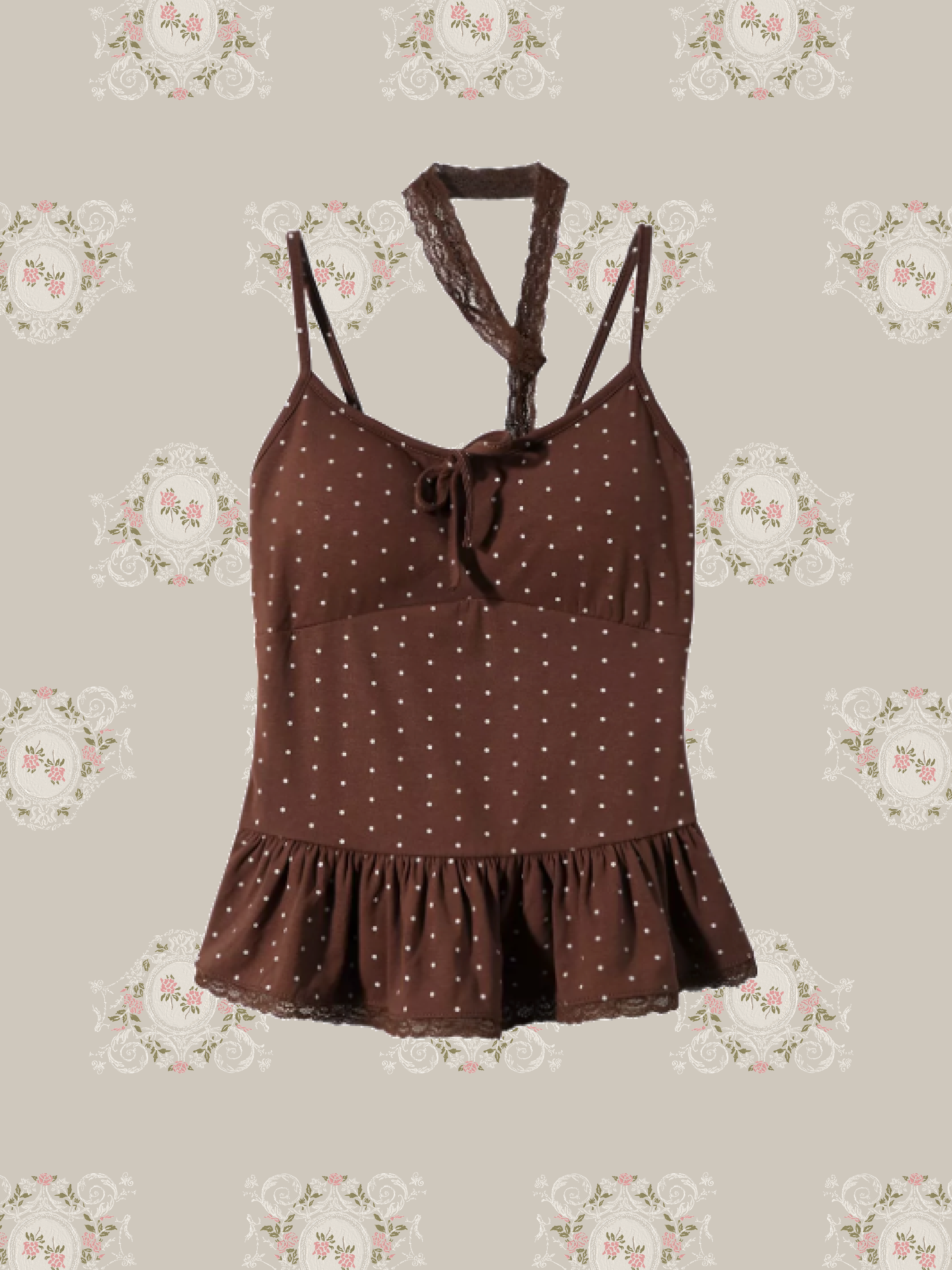 Dots Padded Frill Cami/ドット柄パッド入りフリルキャミソール