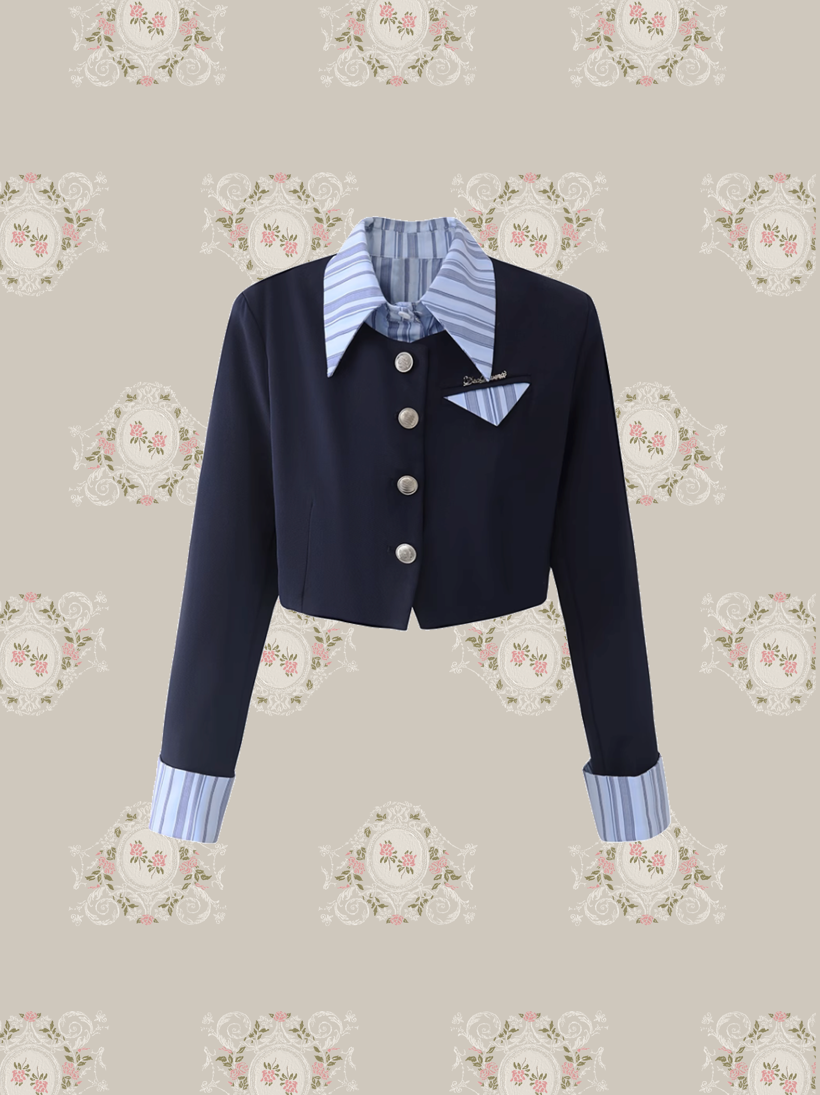 Preppy Stripe Stitching Jacket Set-Up/プレッピーストライプステッチジャケットセットアップ