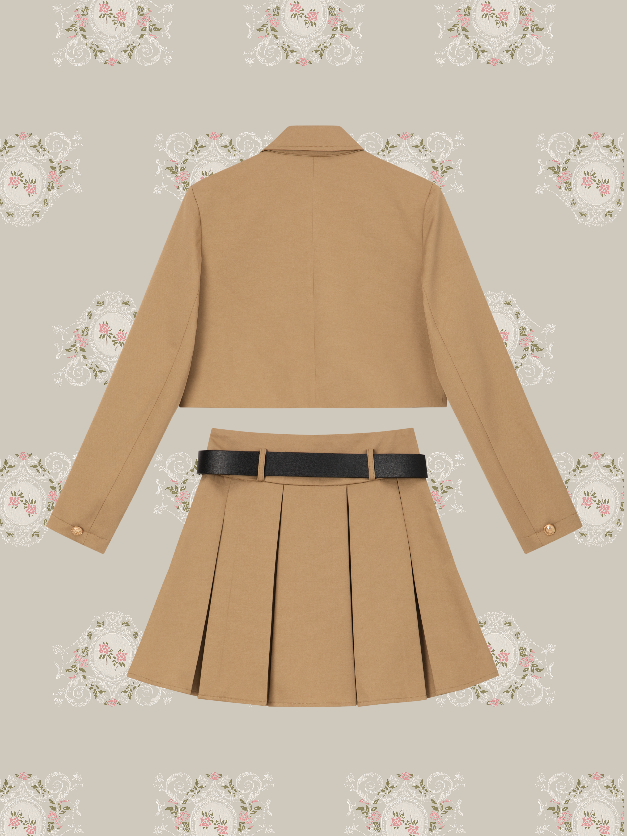 ・予約商品・Cropped Trench Textured Jacket Set Up/クロップドトレンチ風ジャケットセットアップ