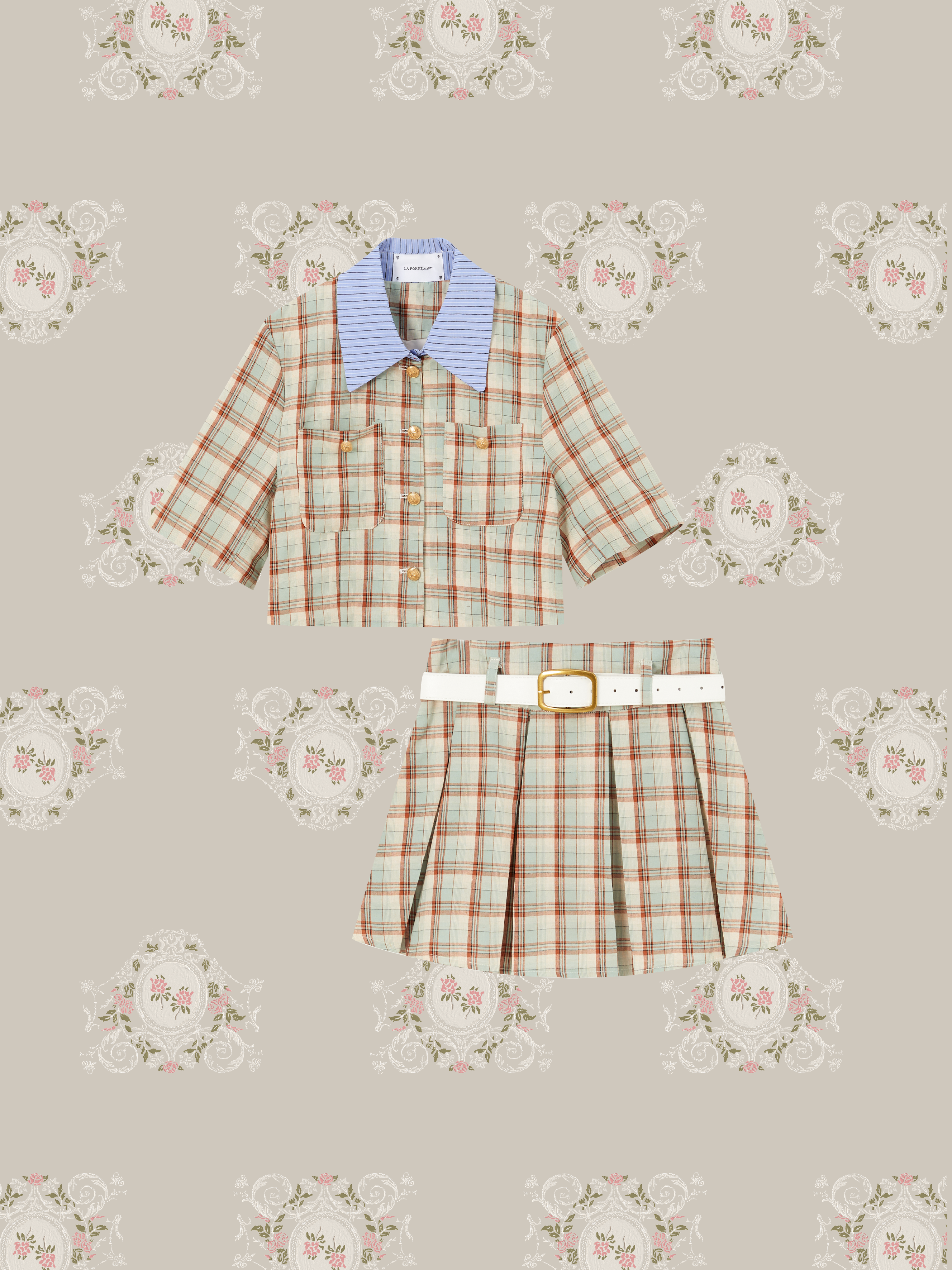 ・予約販売・Cheerful Plaid Patchwork Set Up/チェック柄パッチワークセットアップ