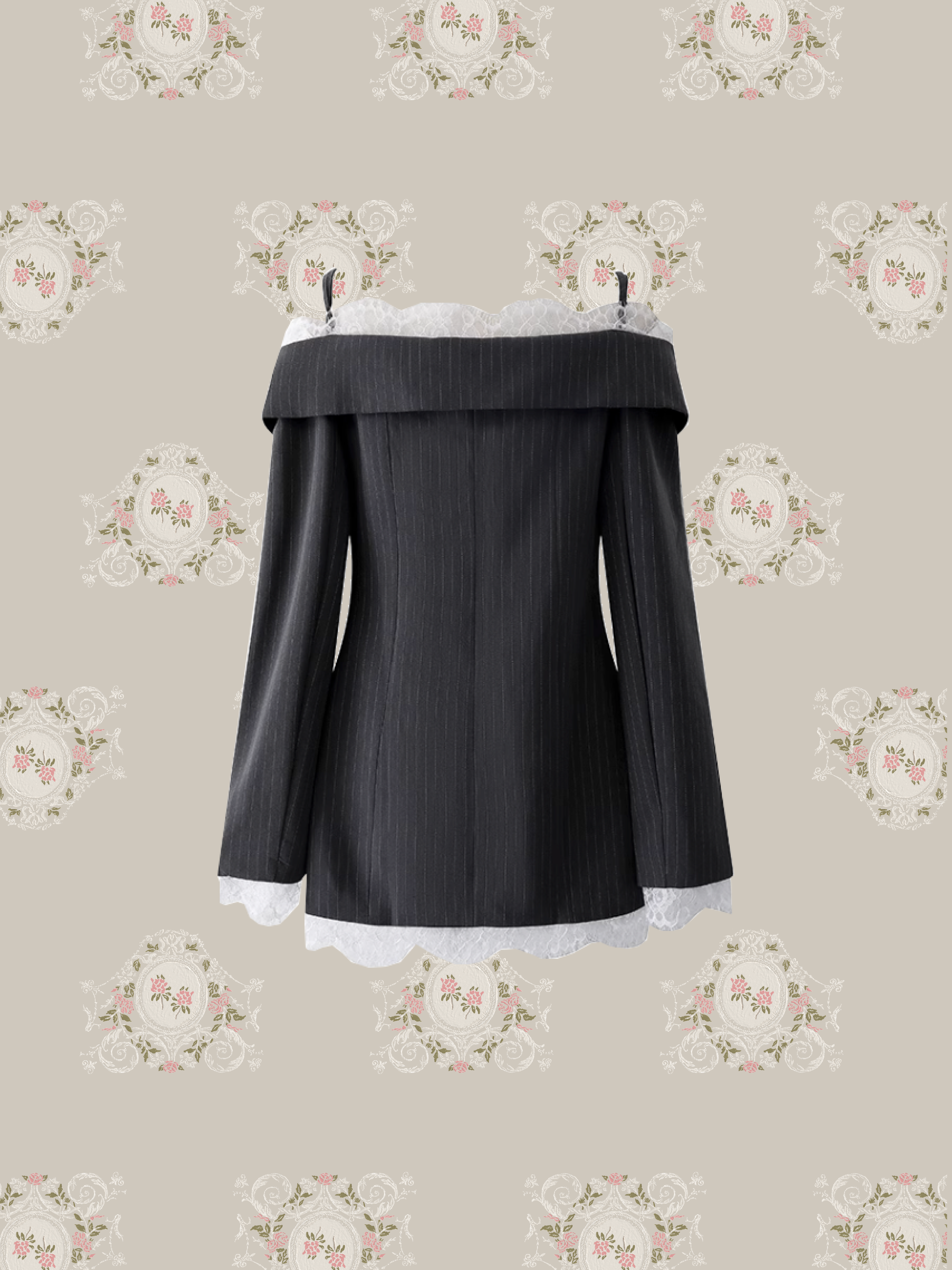 Open Shoulder Lace Blazer Dress/オープンショルダーレースブレザードレス