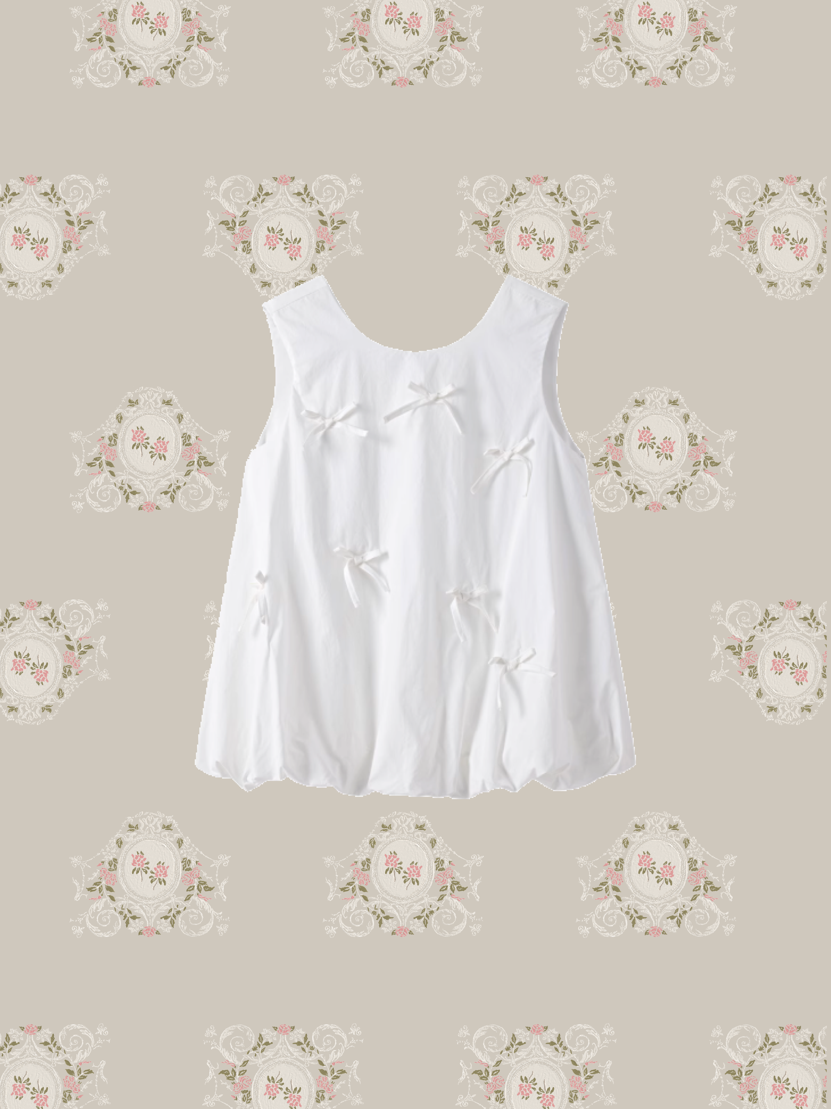 Sweet Ribbon Applique Balloon Vest Set Up/スイートリボンアップリケバルーンベストセットアップ