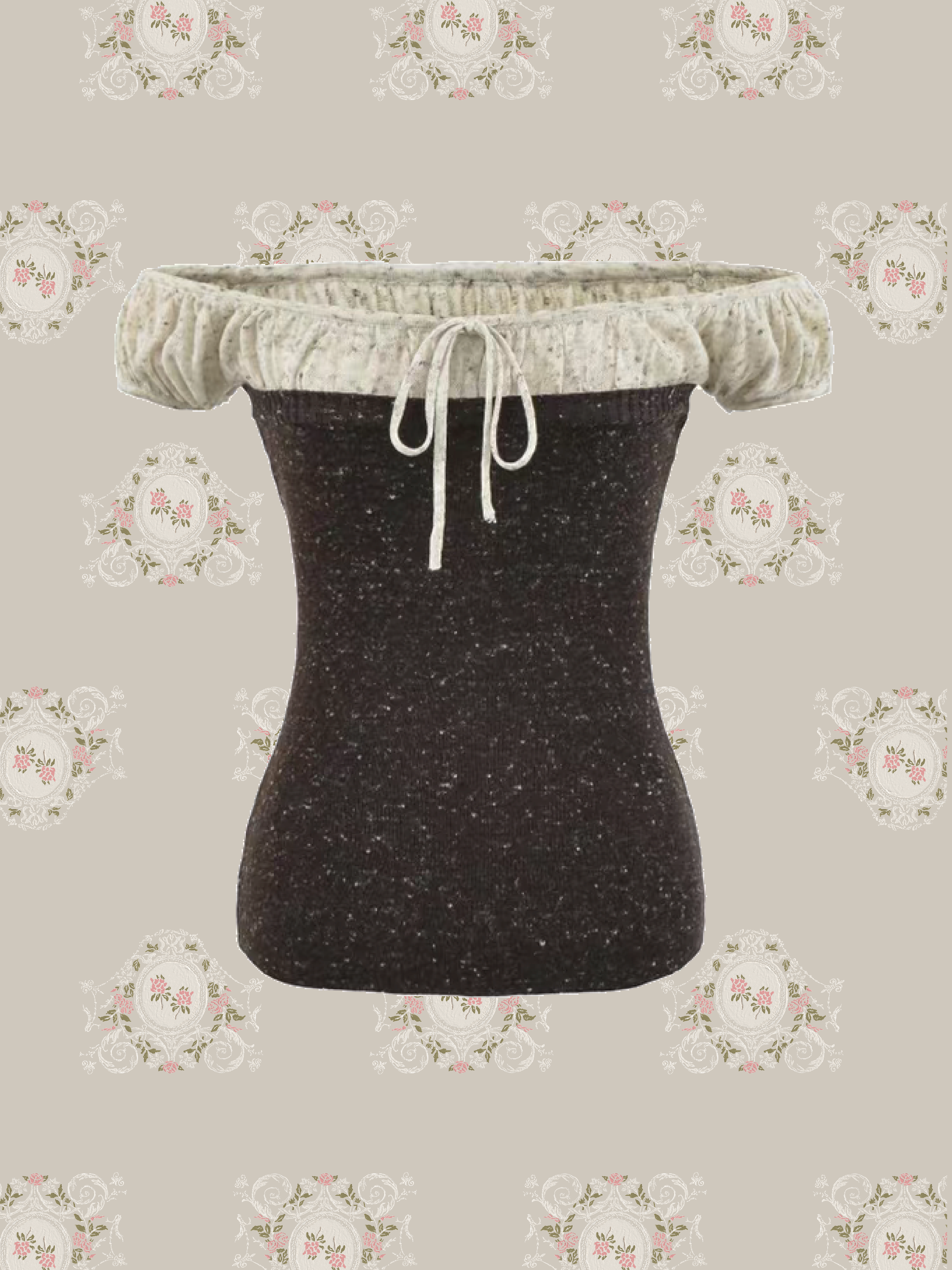 Contrast Off-Shoulder Tie Top/コントラストオフショルダータイトップ