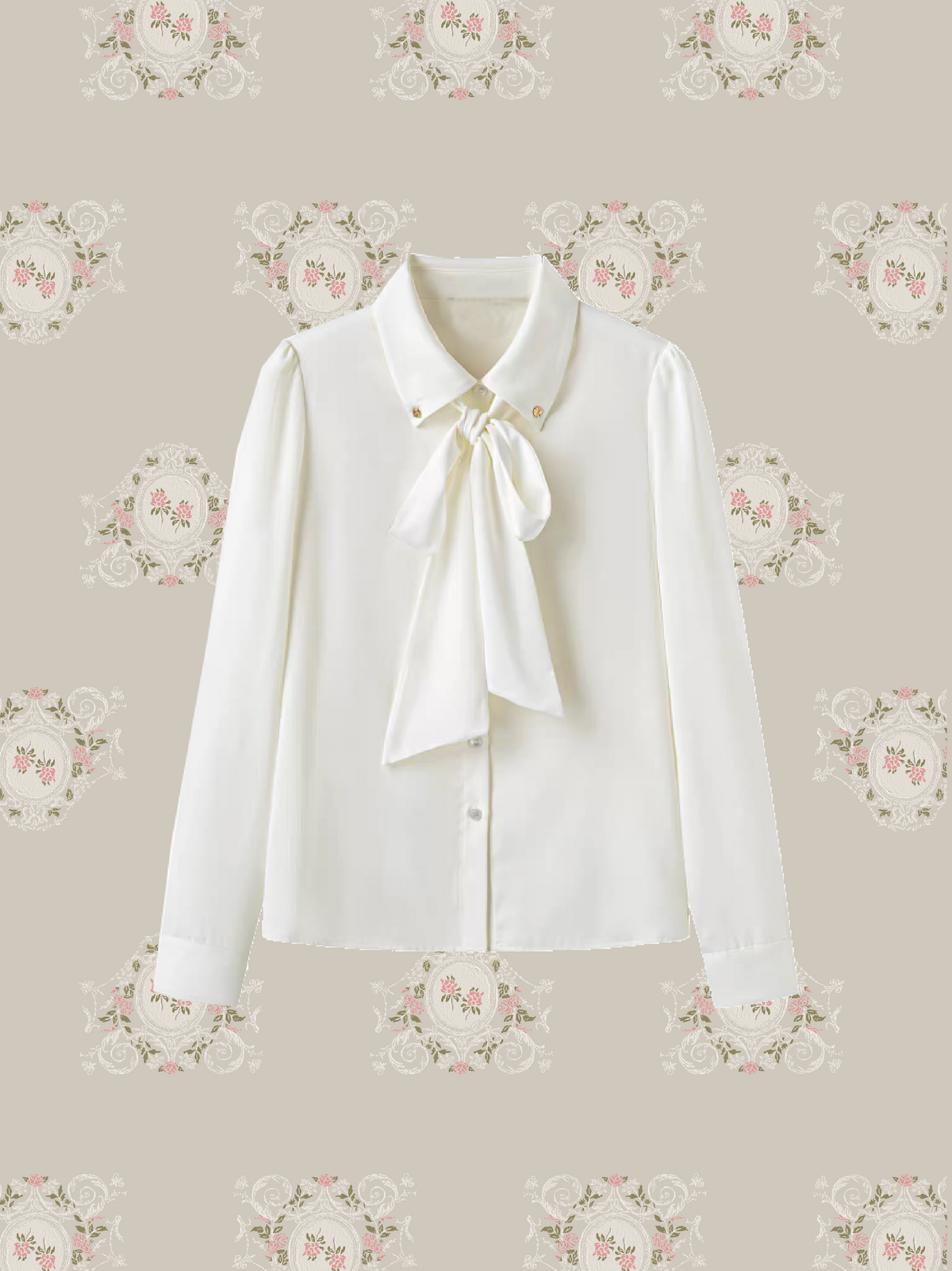 Belted Woolly Dress With Bow Tie Collar Blouse Set Up/ベルト付きウールワンピースボウタイブラウスセットアップ
