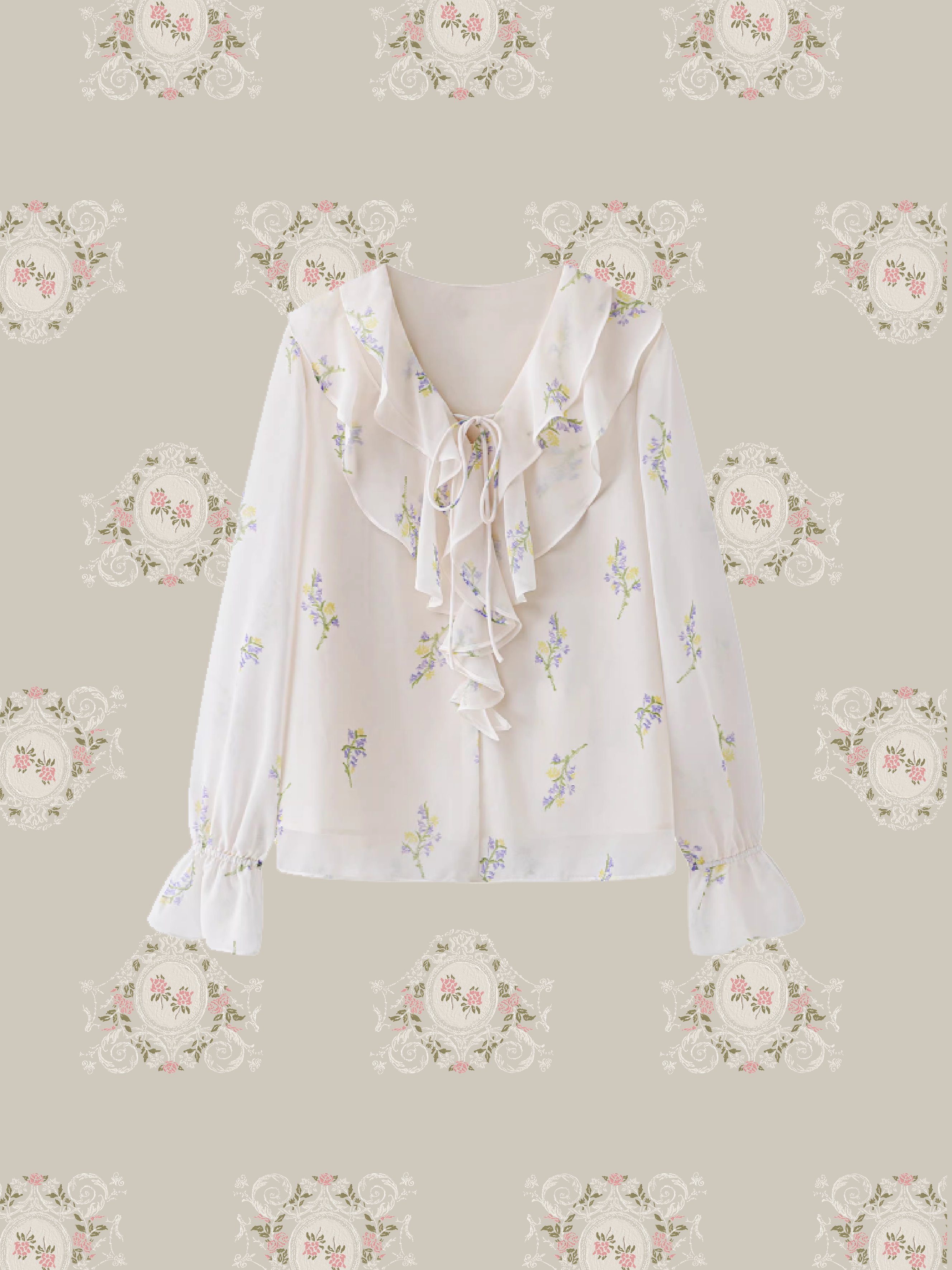 Sweet Floral Frill Blouse/スイートフローラルフリルブラウス