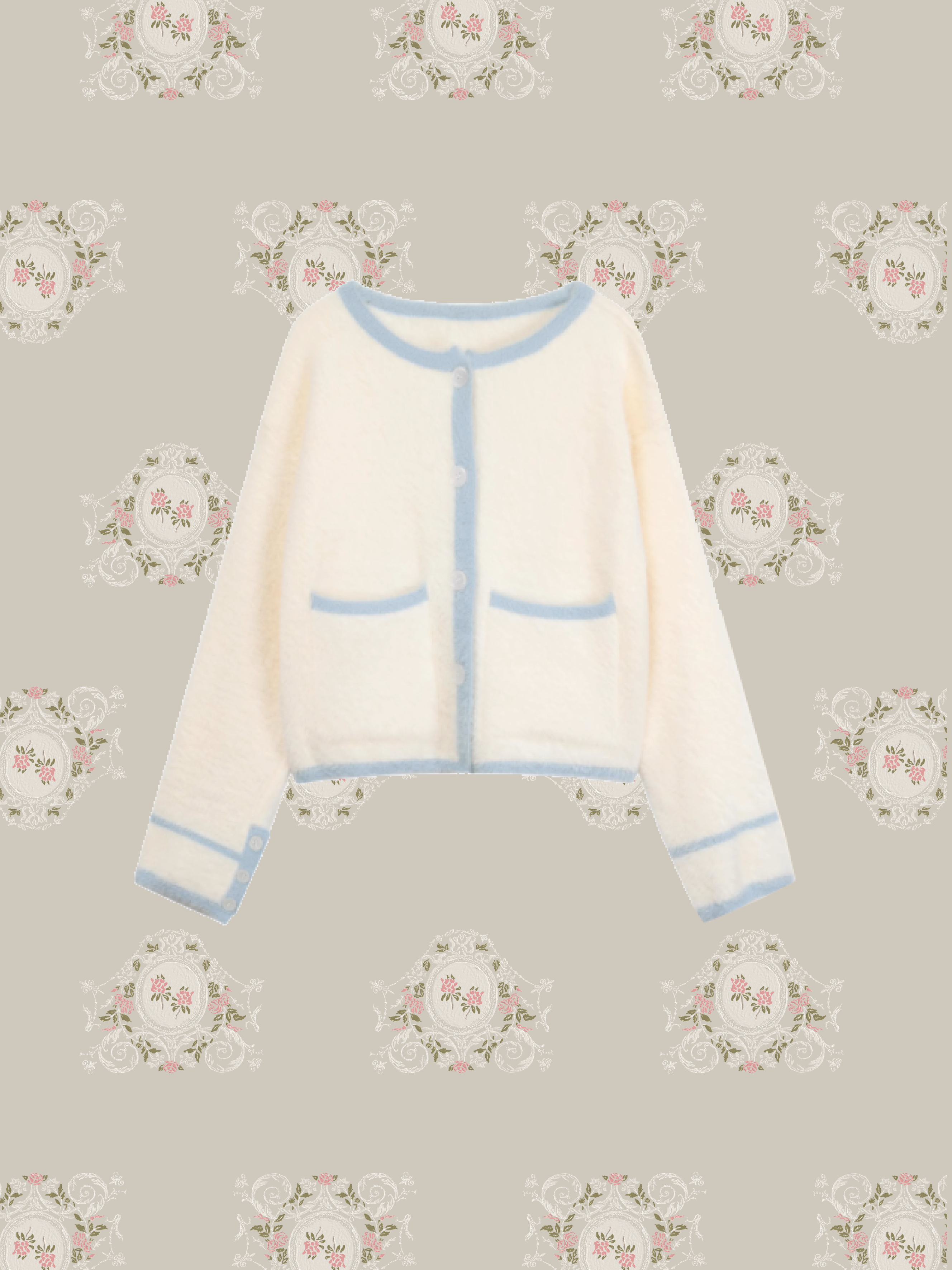 White Bi Color Knit Set Up/ホワイトバイカラーニットセットアップ