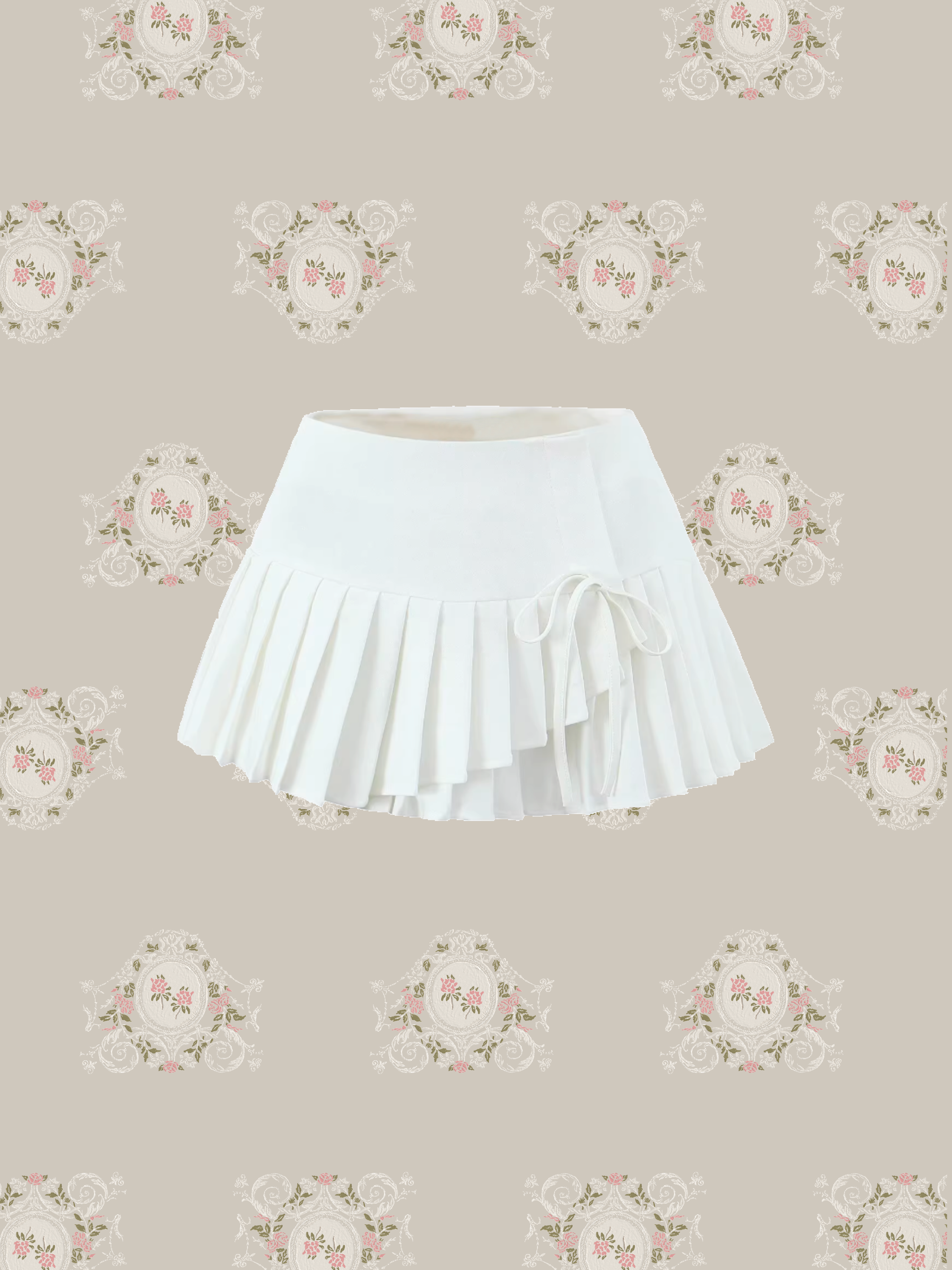 Asymmetry Lace Up Pleats Mini Skirt/アシンメトリーレースアッププリーツミニスカート