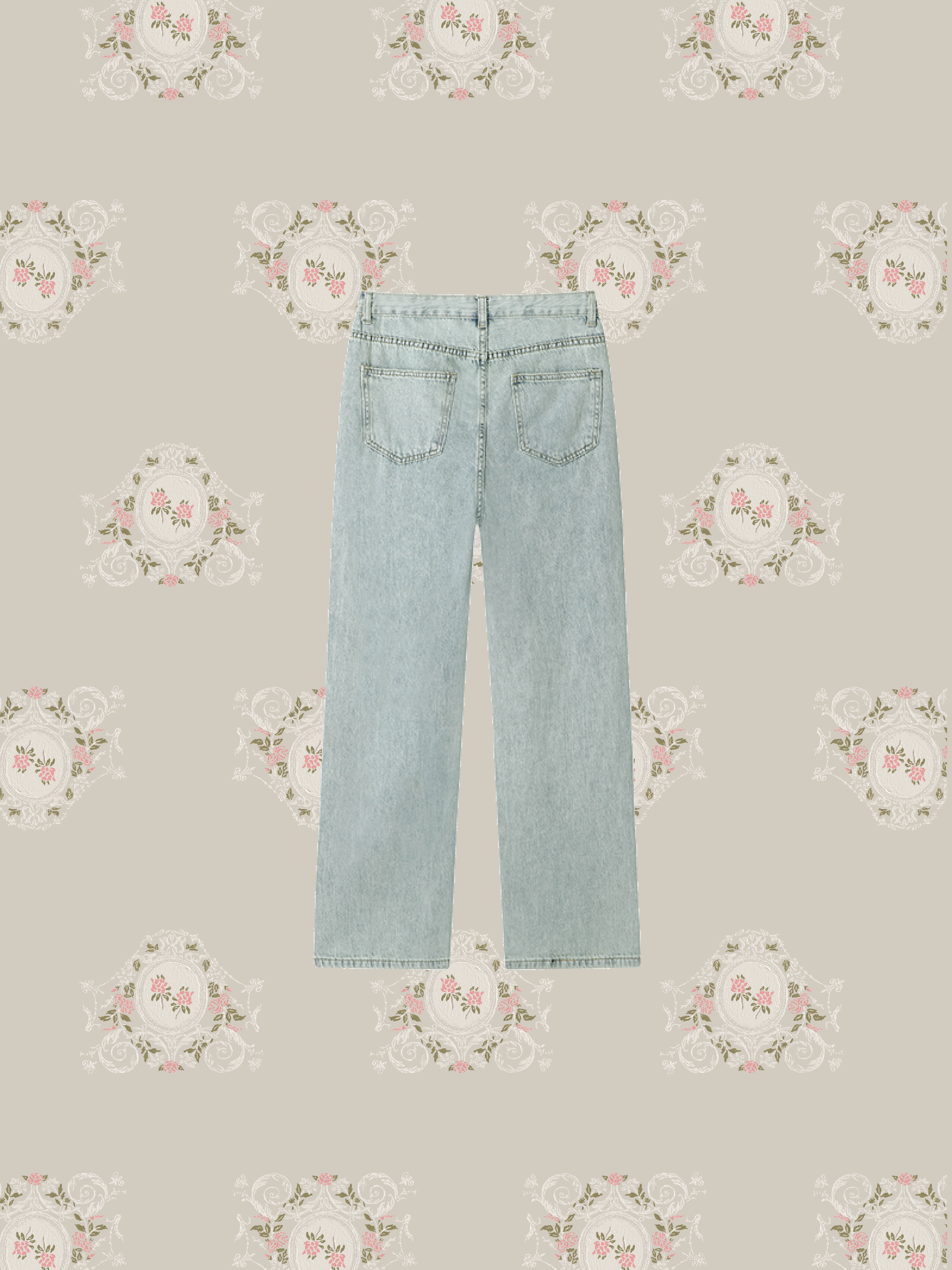 Pearl Deco Wide Denim Pants パールデコワイドデニムパンツ.