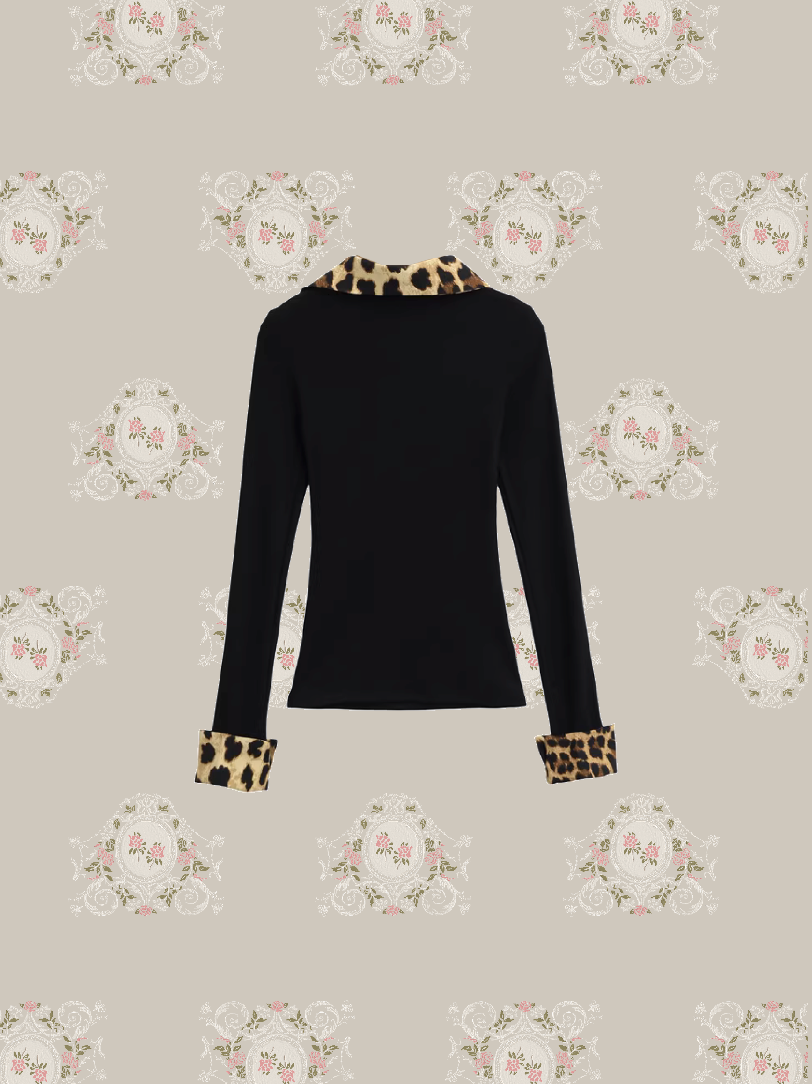 Leopard Stitching Top/ヒョウ柄ステッチトップ