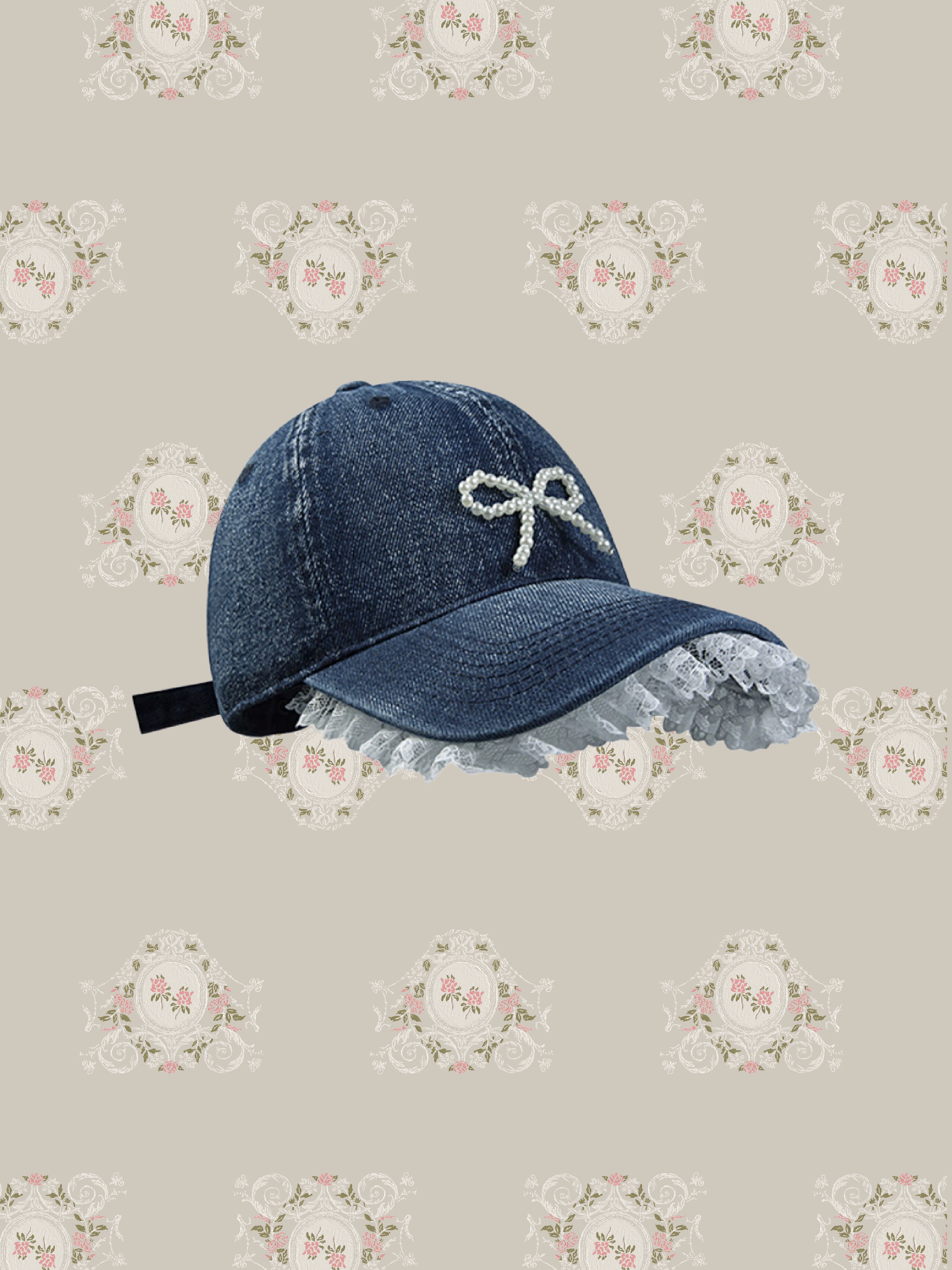 Lace Frill Denim Cap/レースフリルデニムキャップ