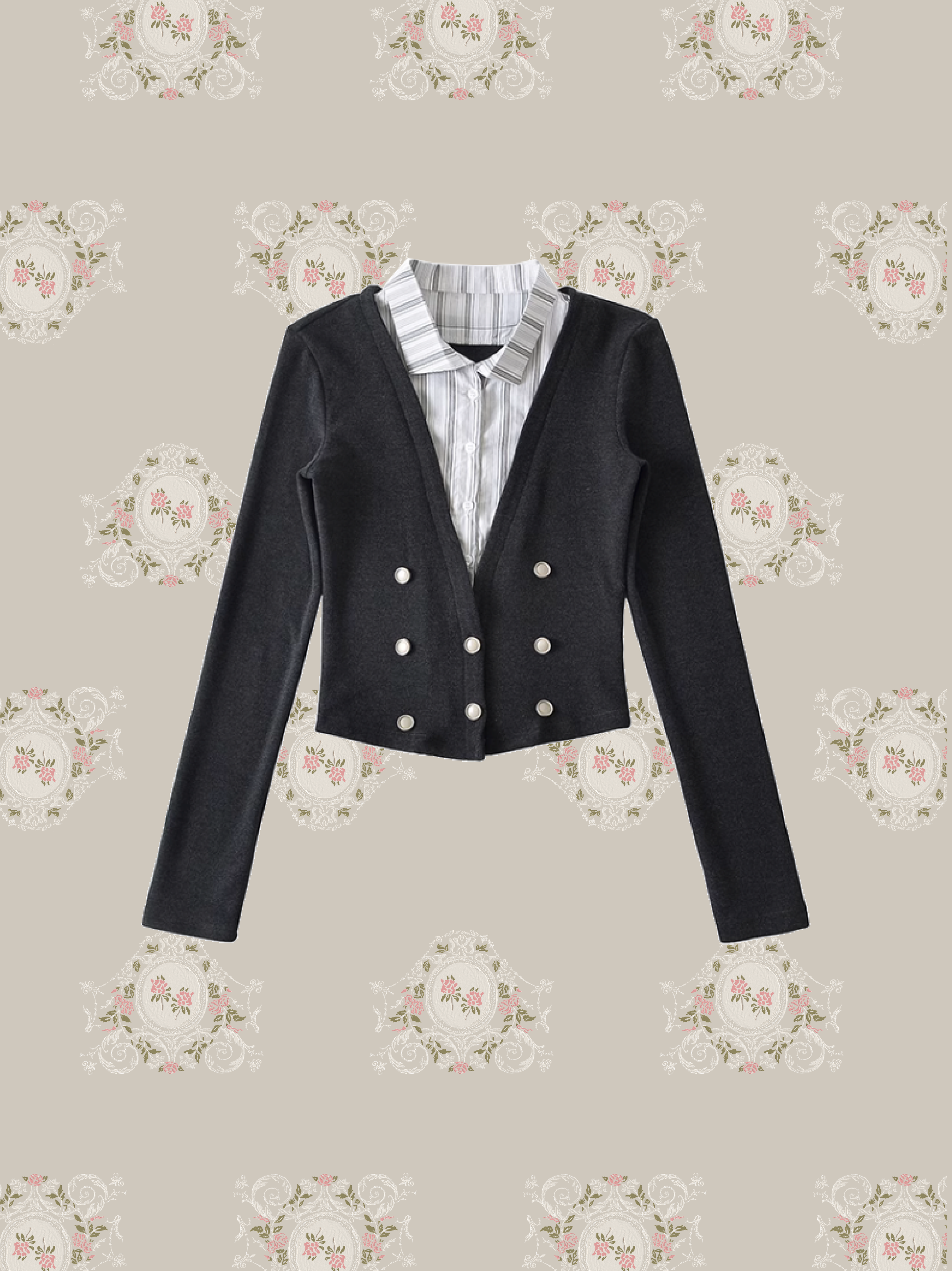 Patchwork Button Deco Cardigan/パッチワークボタンデコカーディガン