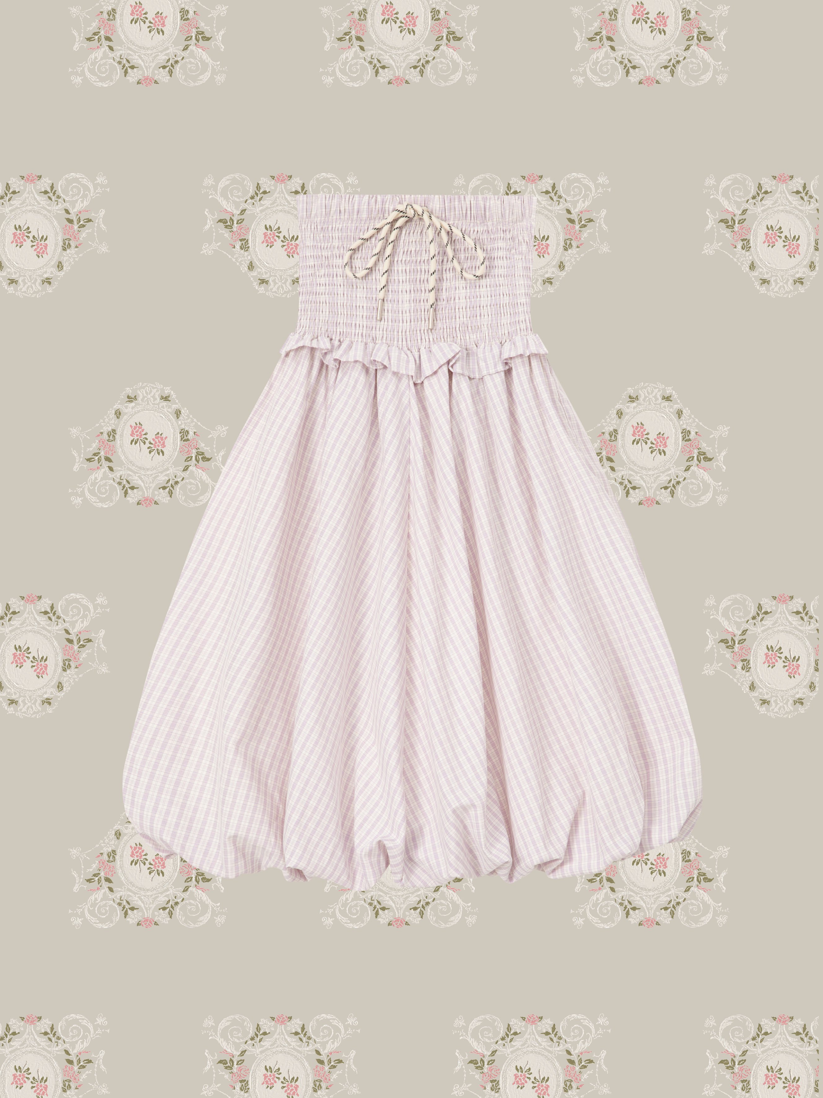 Lavender Bow Top Bubble Skirt Set Up/ラベンダーリボン付きトップスバブルスカートセットアップ