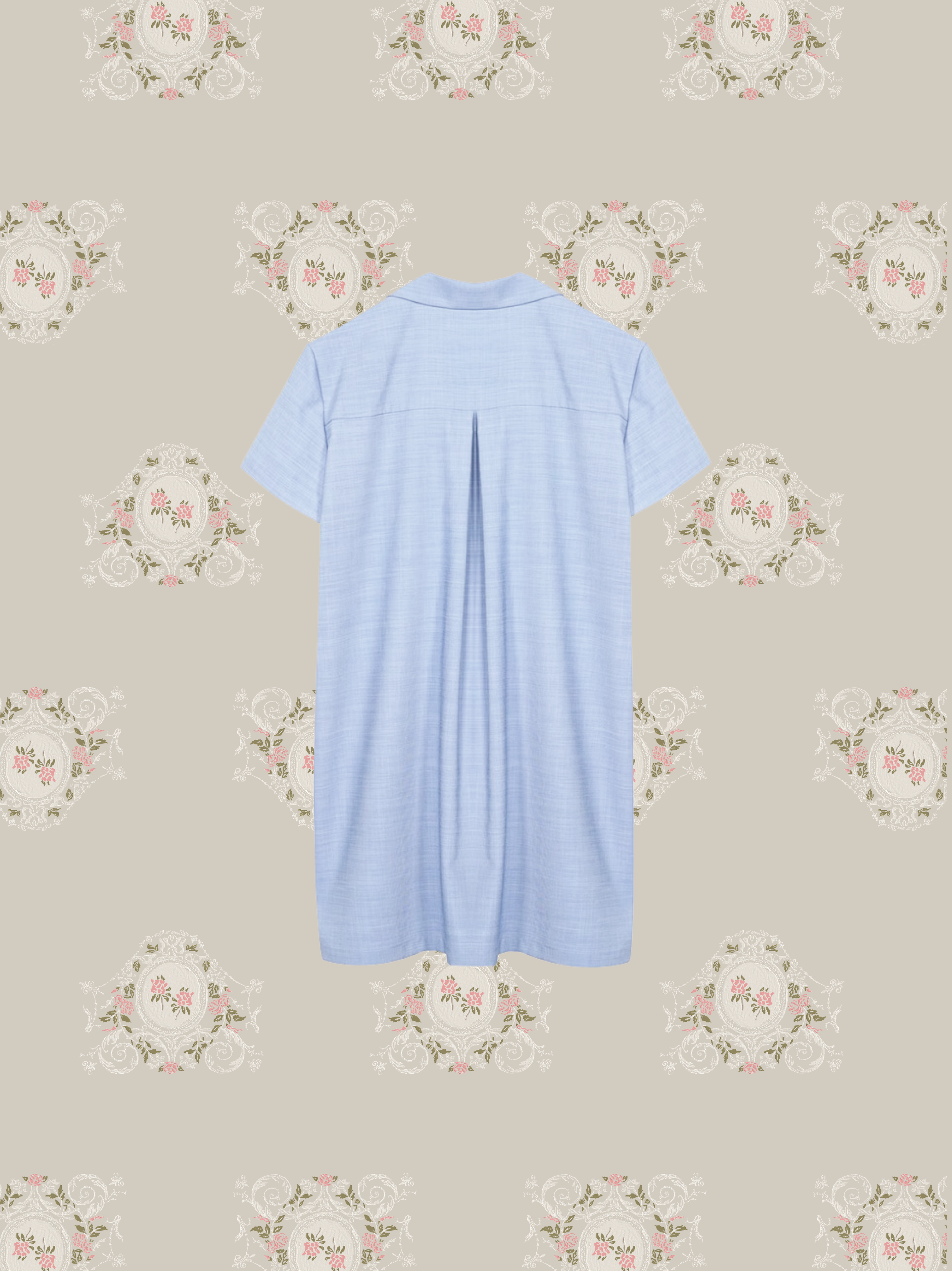 Lace Ribbon Deco Shirt Dress  レースリボンデコシャツワンピース