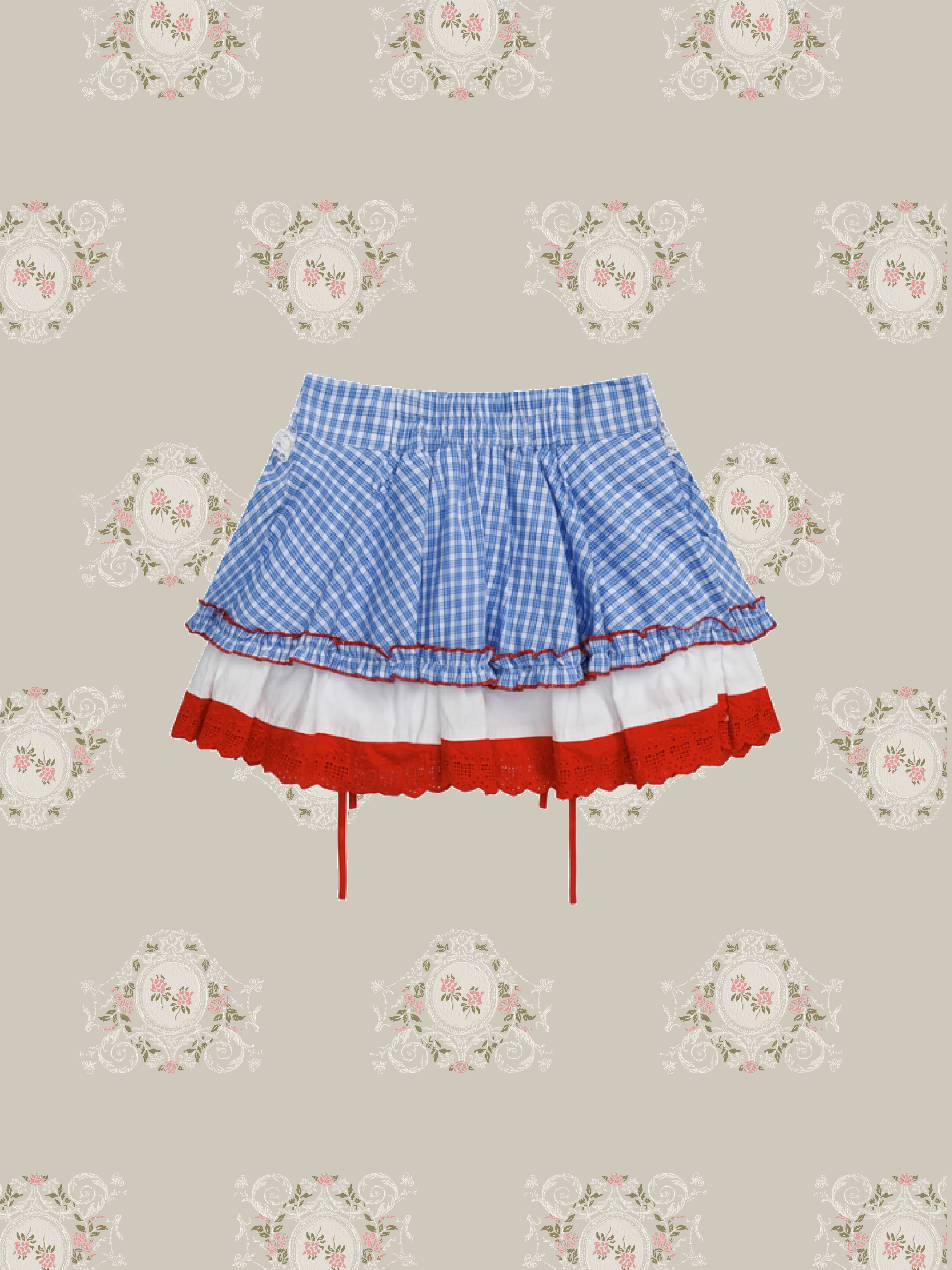 Retro Plaid Layered Bubble Skirt/レトロチェック柄レイヤードバブルスカート