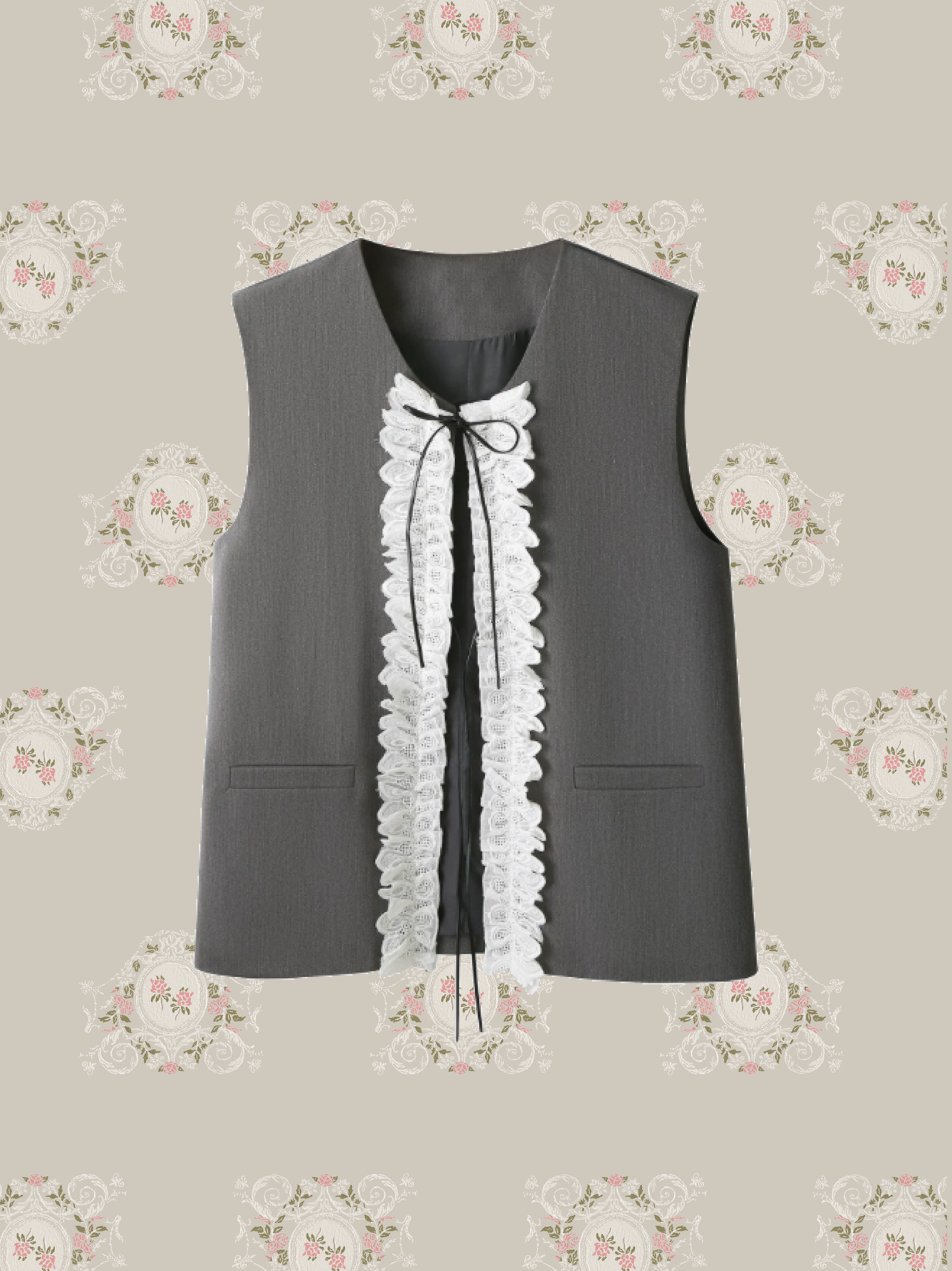 Delicate Lace Ruffle Vest/レースフリルベスト