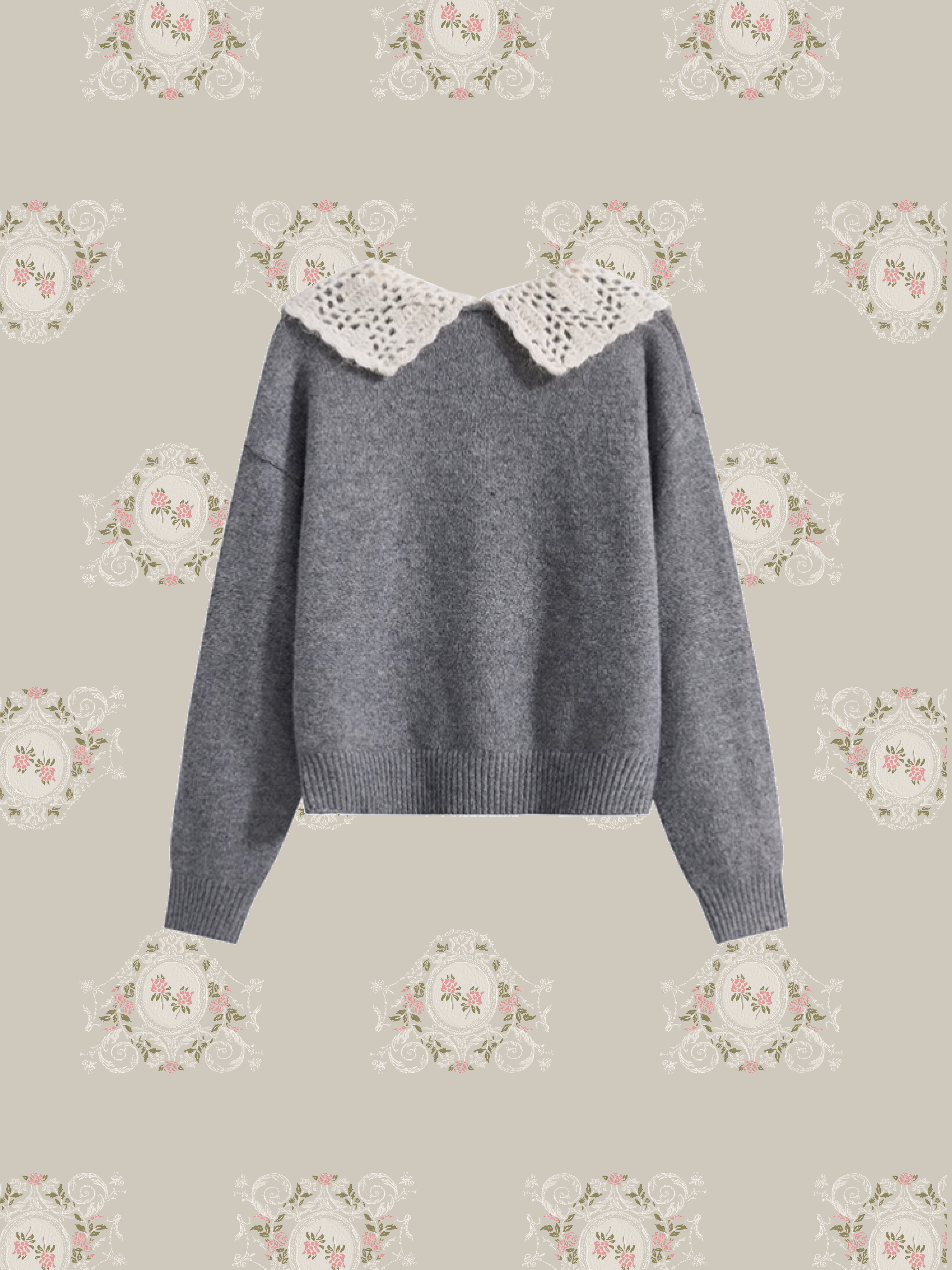 Lace Baby Collar Knit Top/レースベビーカラーニットトップ