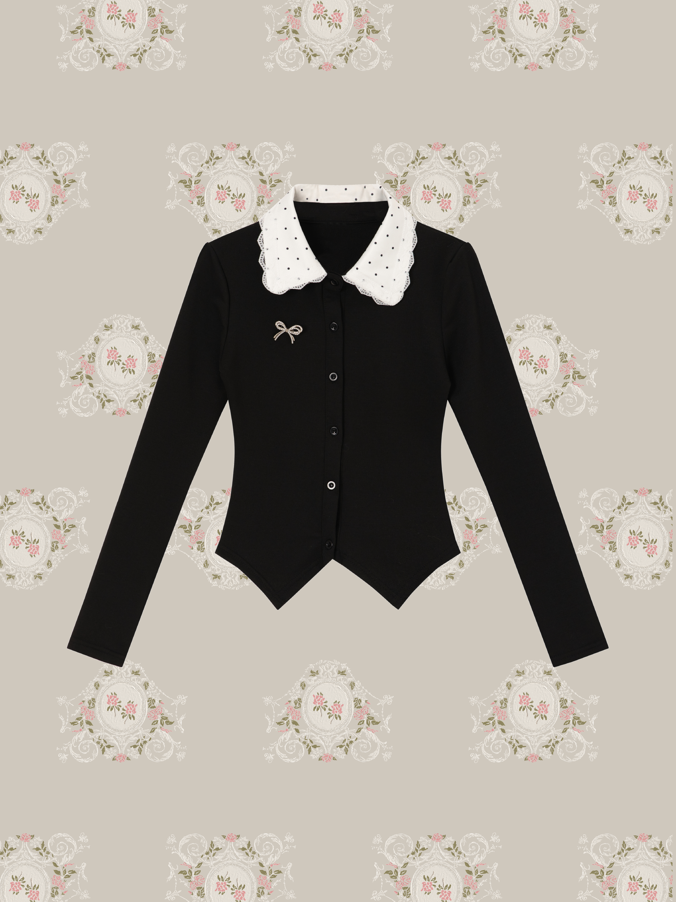 Sweet Dot Collar Knit Set Up/スウィートドットカラーニットセットアップ