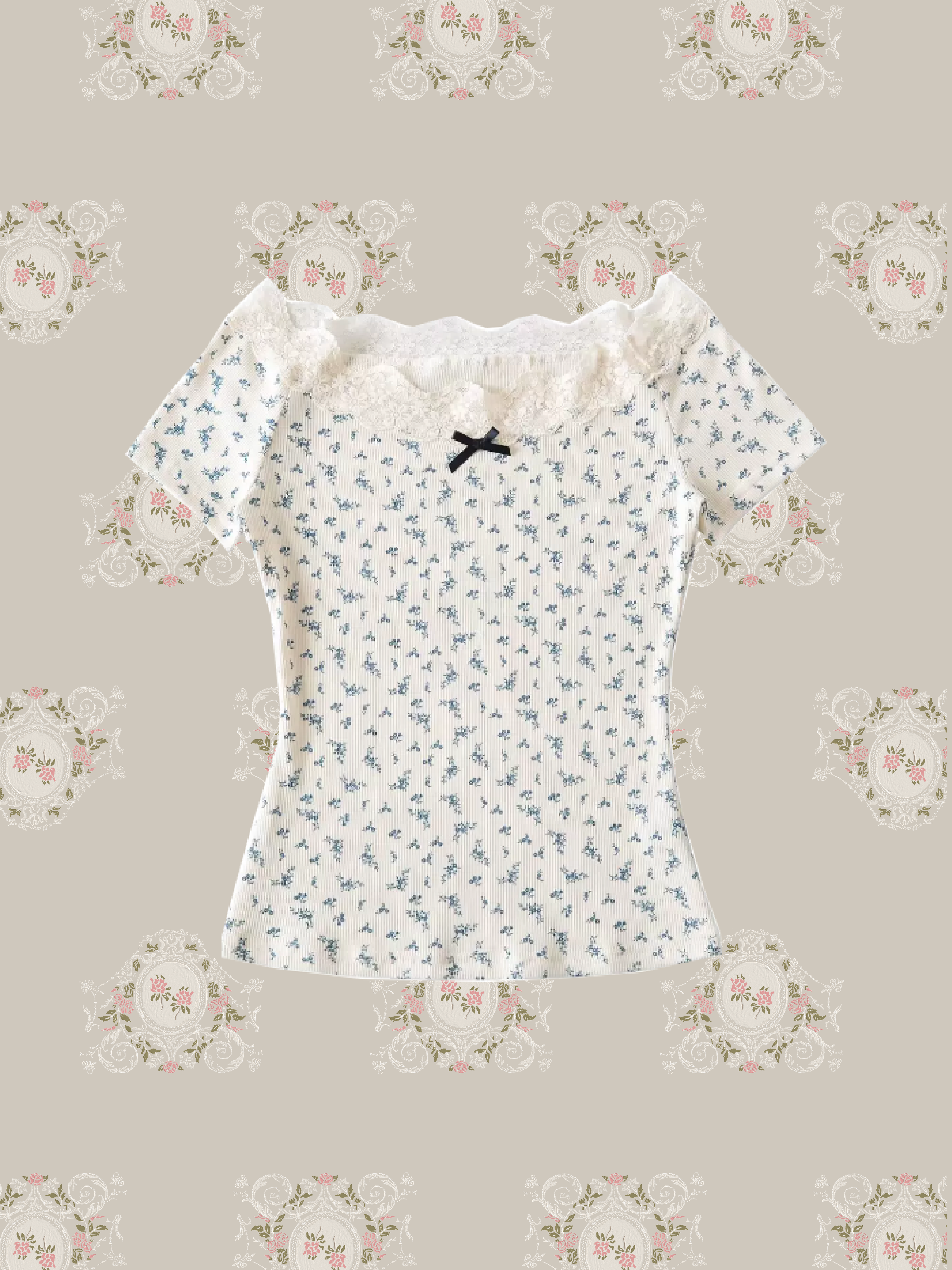 Off Shoulder Lace Piping T/オフショルダーレースパイピングT