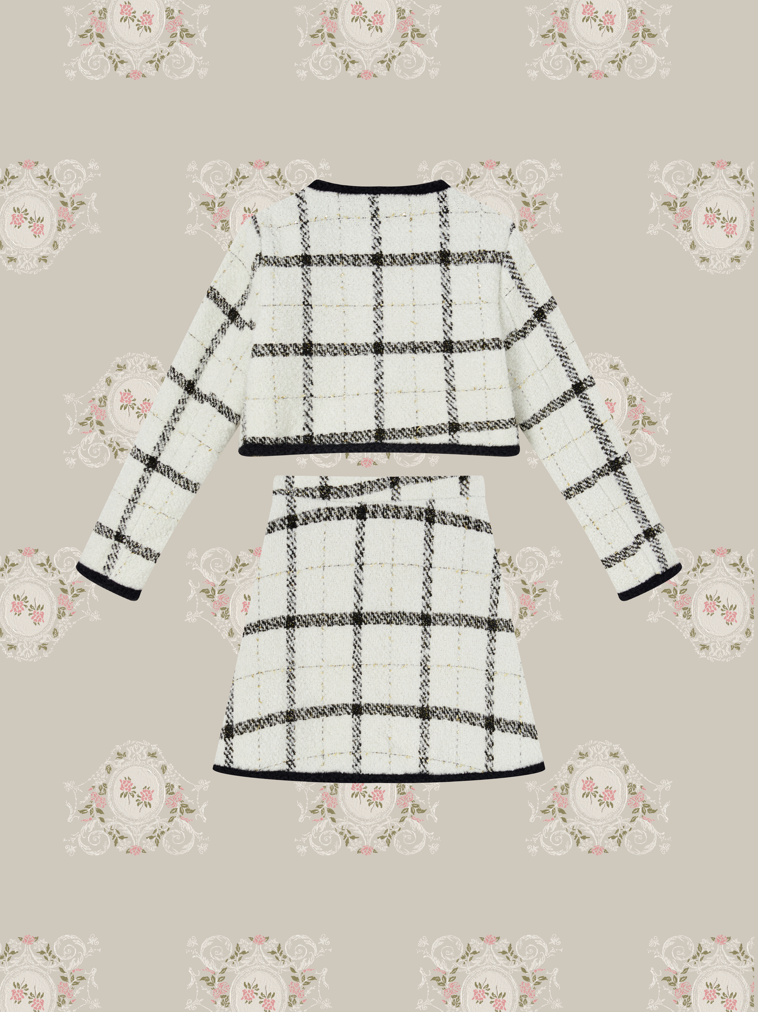 New Color❤︎No Button Red Motif Set Up. ノンボタンレッドチェックモチーフセットアップ