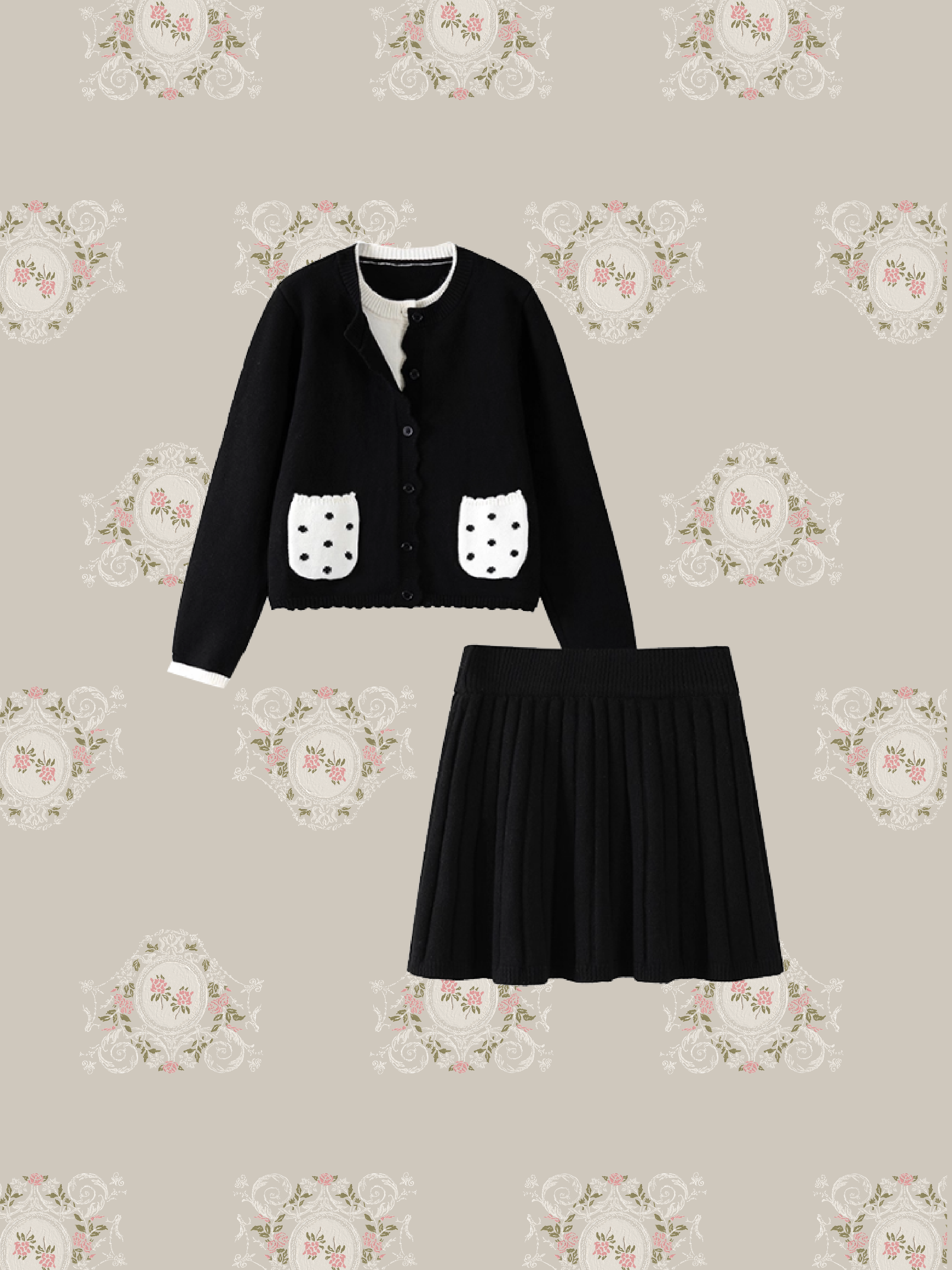 Two Tone Knitting Skirt Set Up/ツートンニットスカートセットアップ