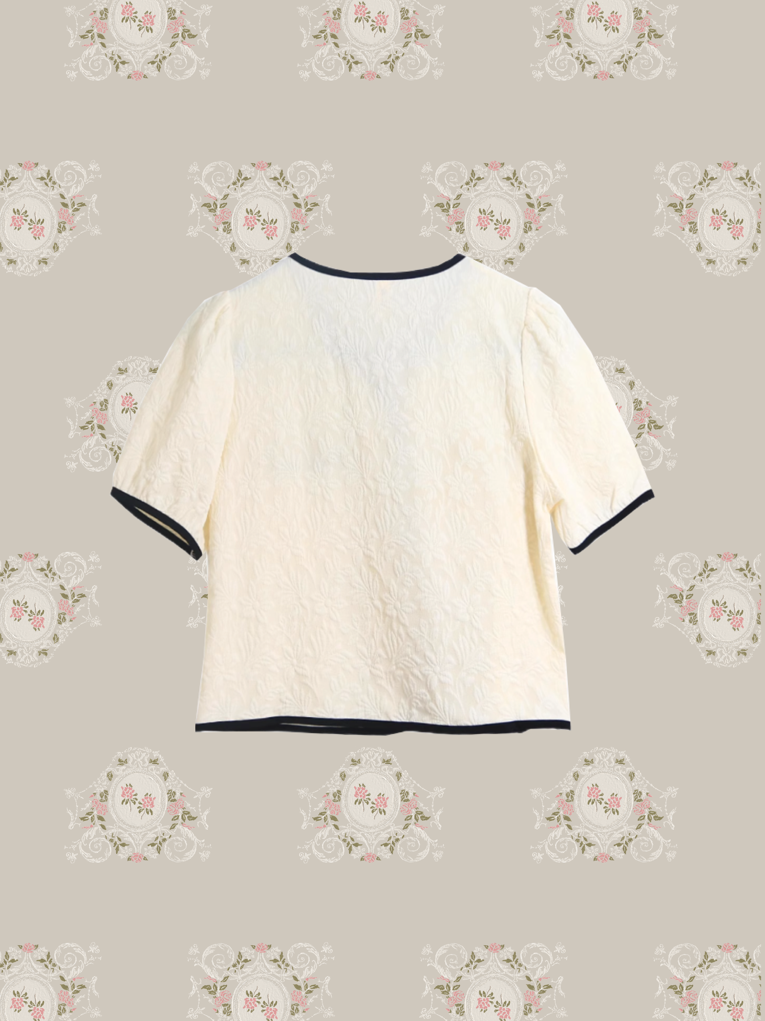 French Emboss Ribbon Shirt/フレンチエンボスリボンシャツ