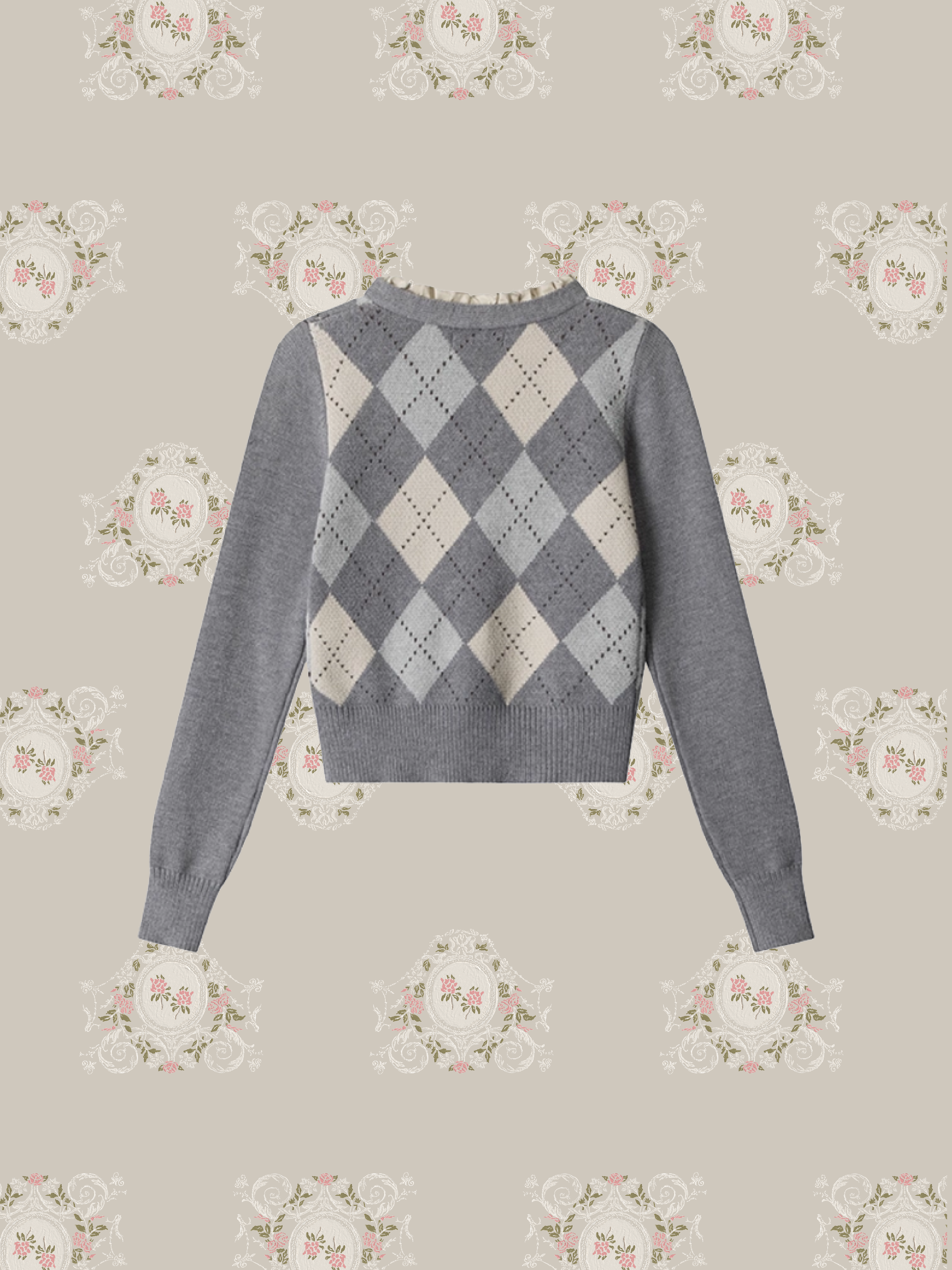 Argyle Frill Cardigan/アーガイルフリルカーディガン