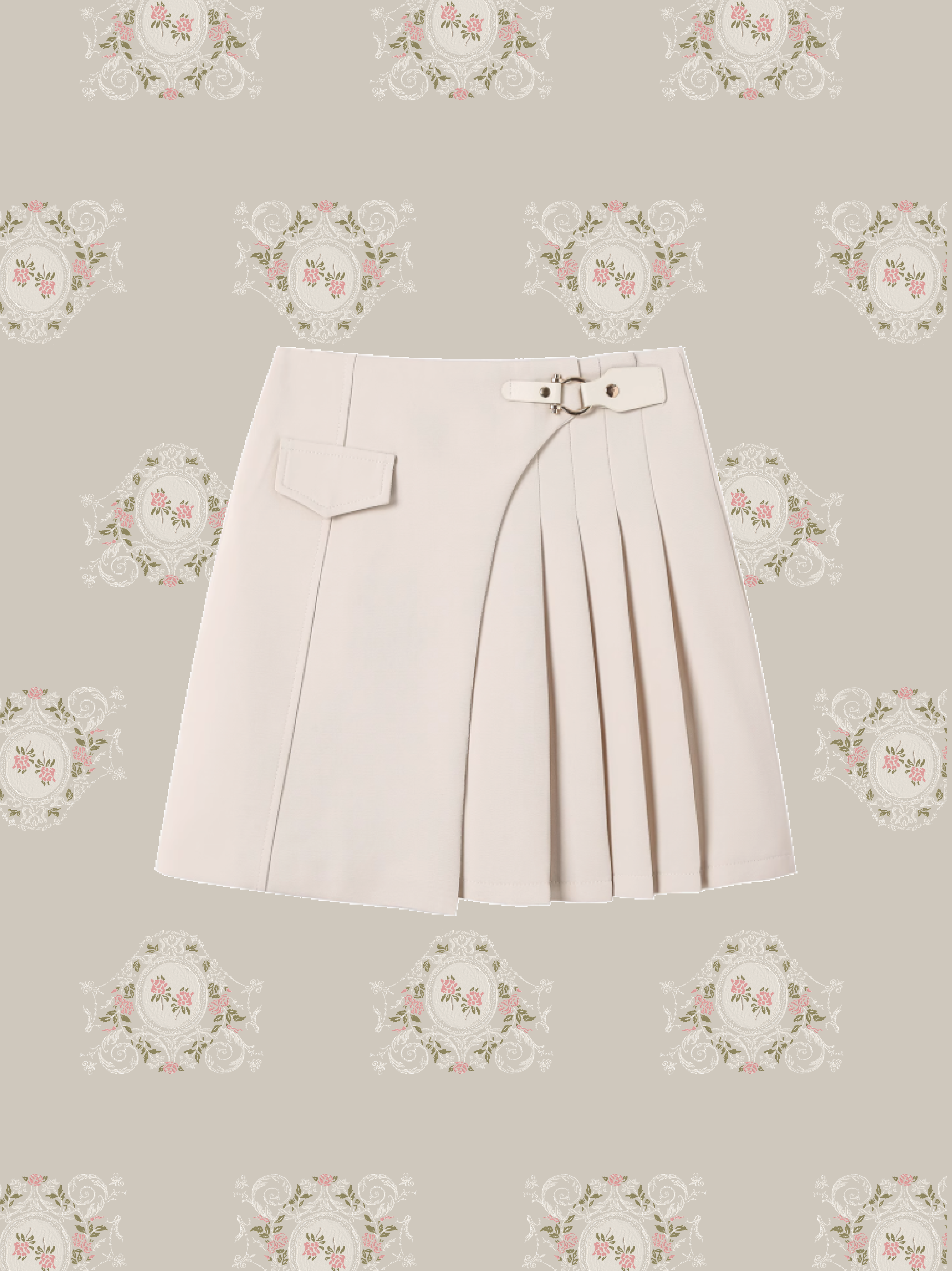 Asymmetry Side Pleats Mini Skirt/アシンメトリーサイドプリーツミニスカート