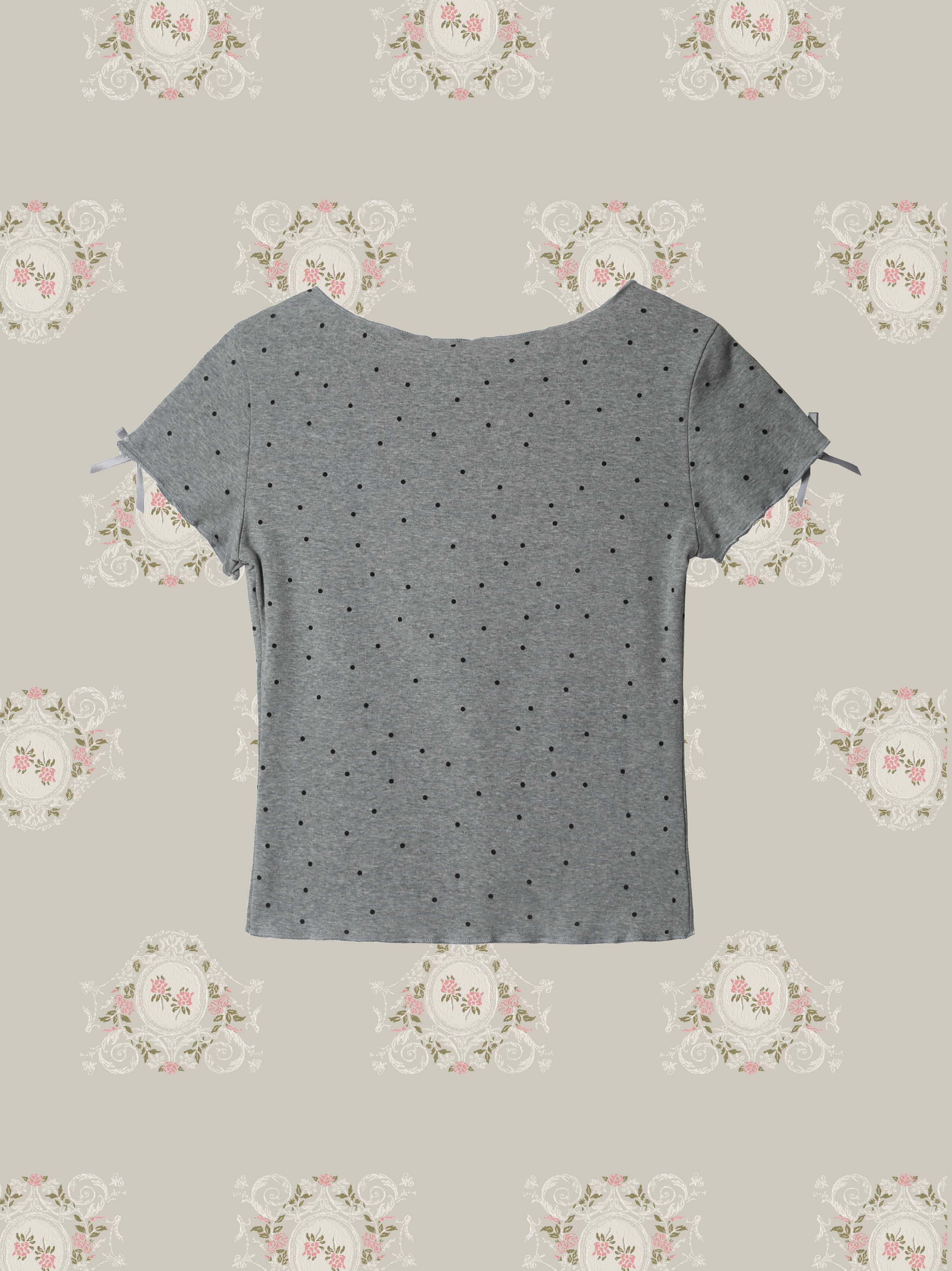 Dots Ribbon Deco T/ドットリボンデコTシャツ