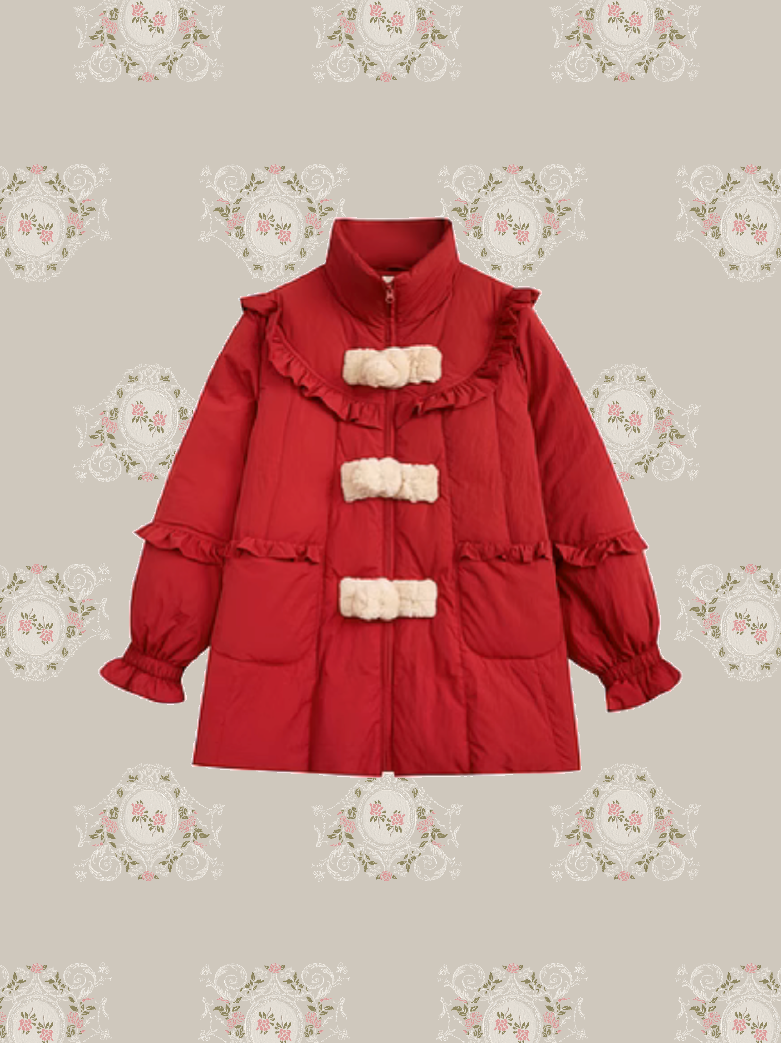 Fluffy Buckle Frill Duck Down Coat/ふわふわバックルフリルダックダウンコート