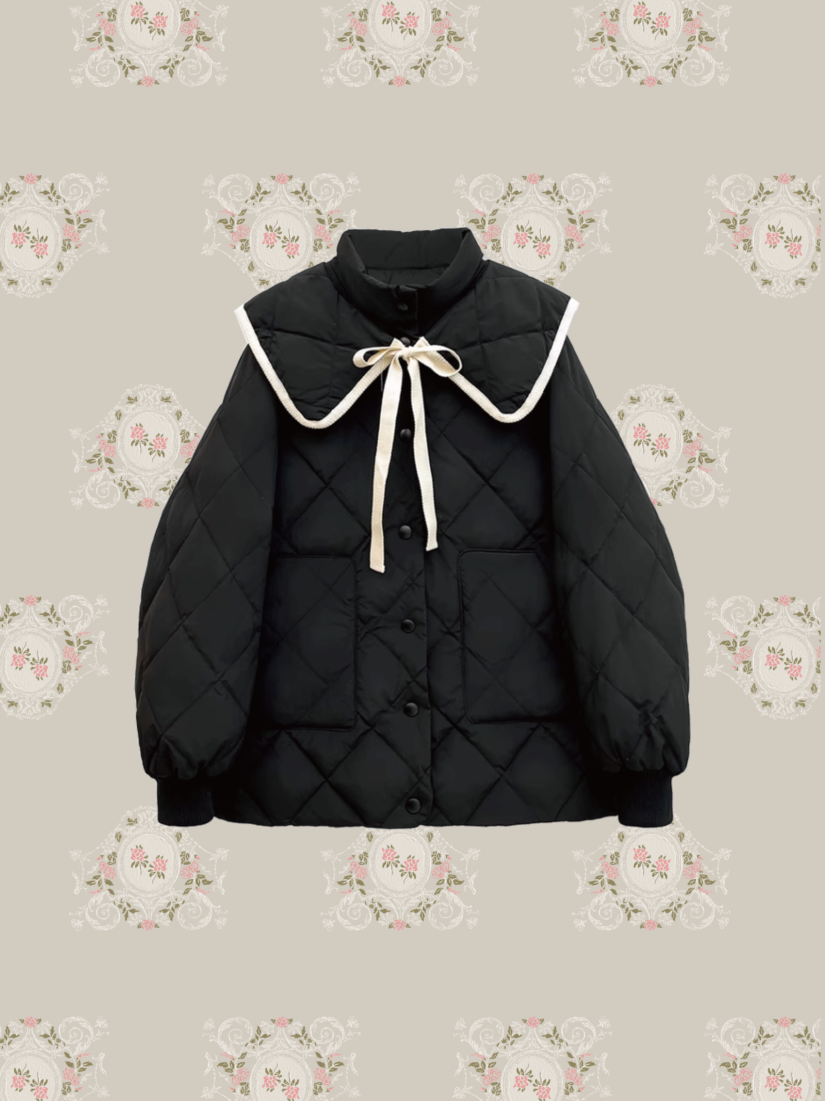 Quilted Lace Ribbon Duck Down Jacket キルティングレースリボンダックダウンジャケット