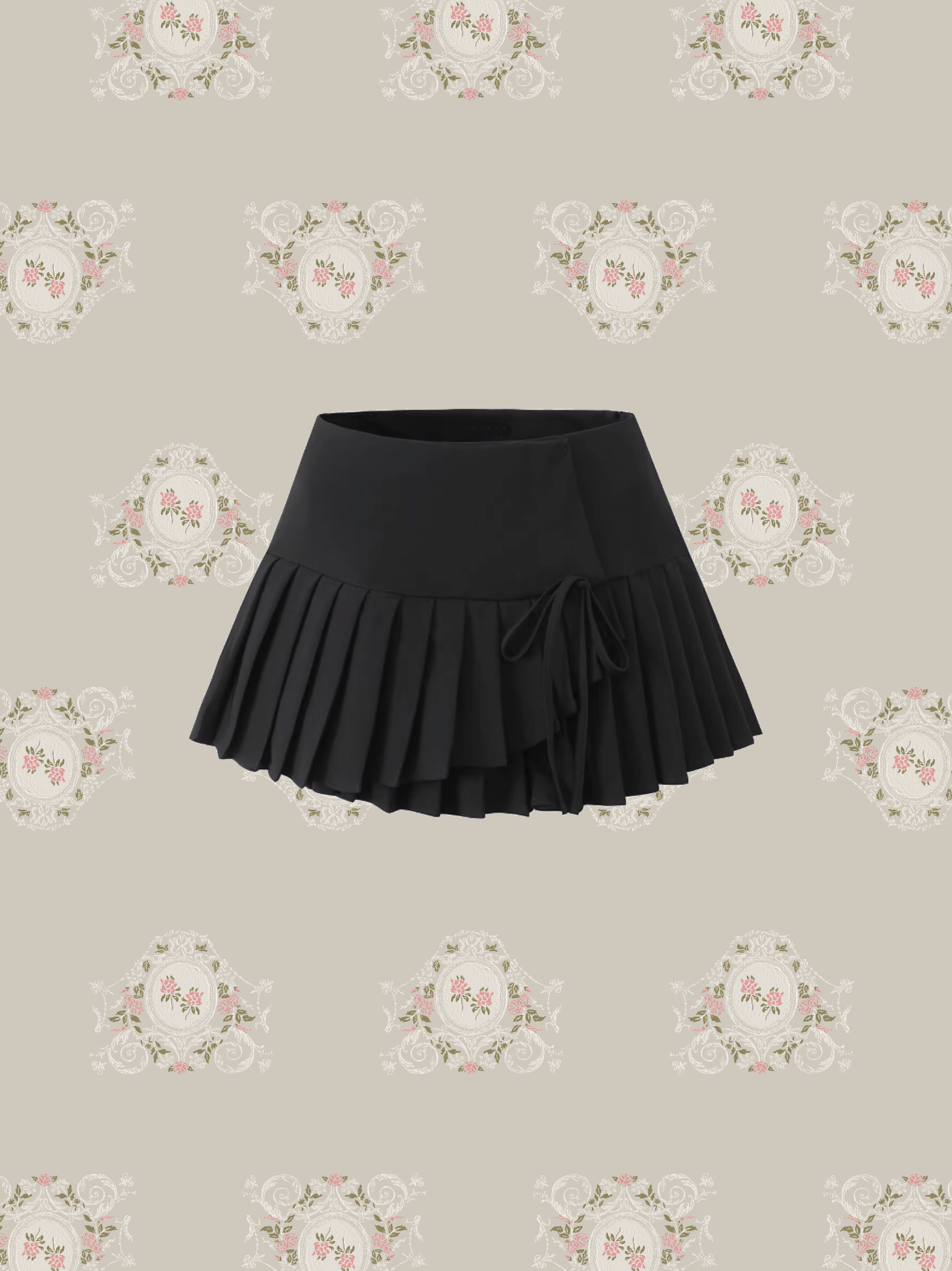 Asymmetry Lace Up Pleats Mini Skirt/アシンメトリーレースアッププリーツミニスカート