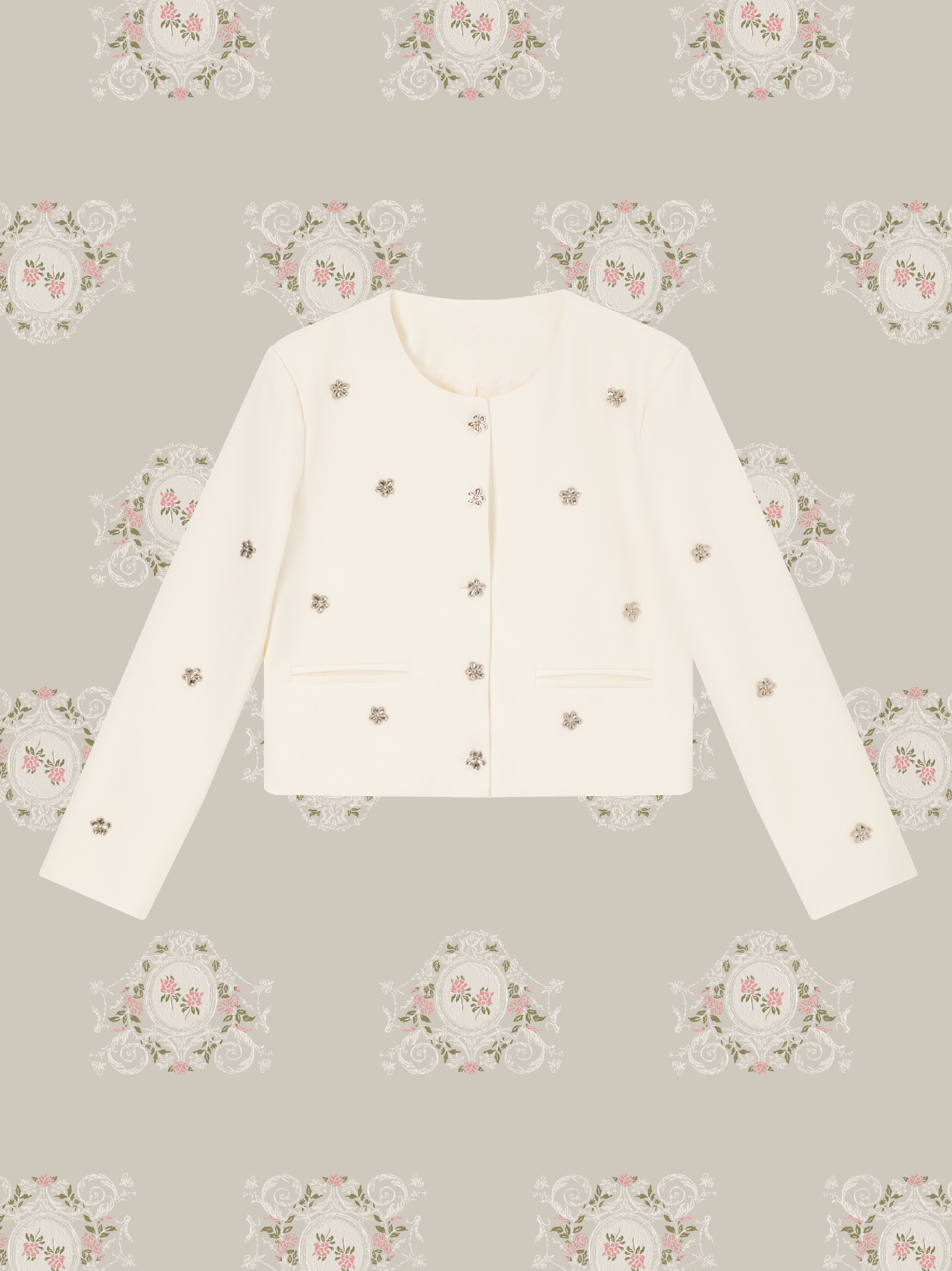 Silver Flower Motif Jacket Set Up/シルバーフラワーモチーフジャケットセットアップ