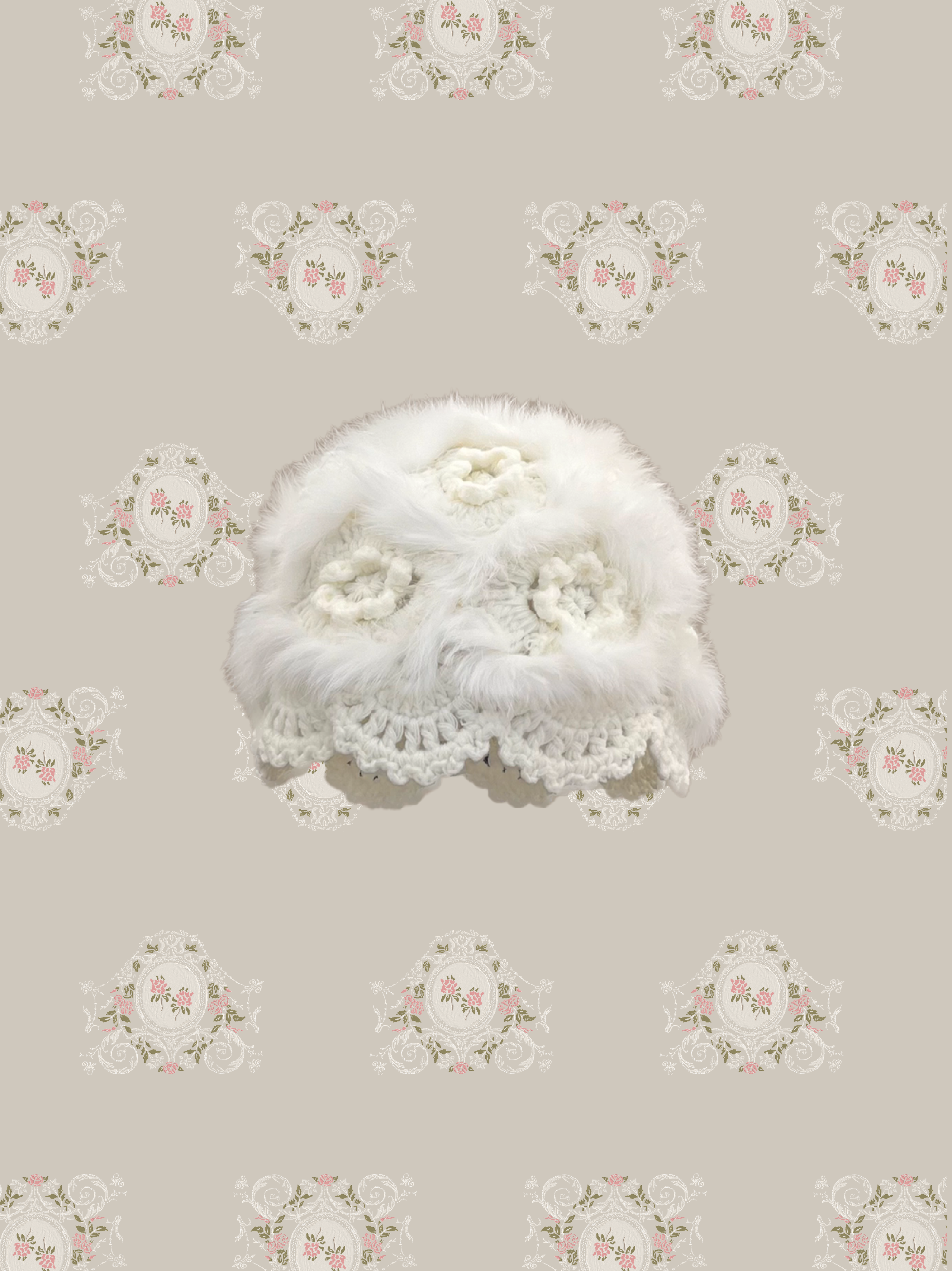 Fluffy Knitting Flower Hat/ふわふわニットフラワーハット