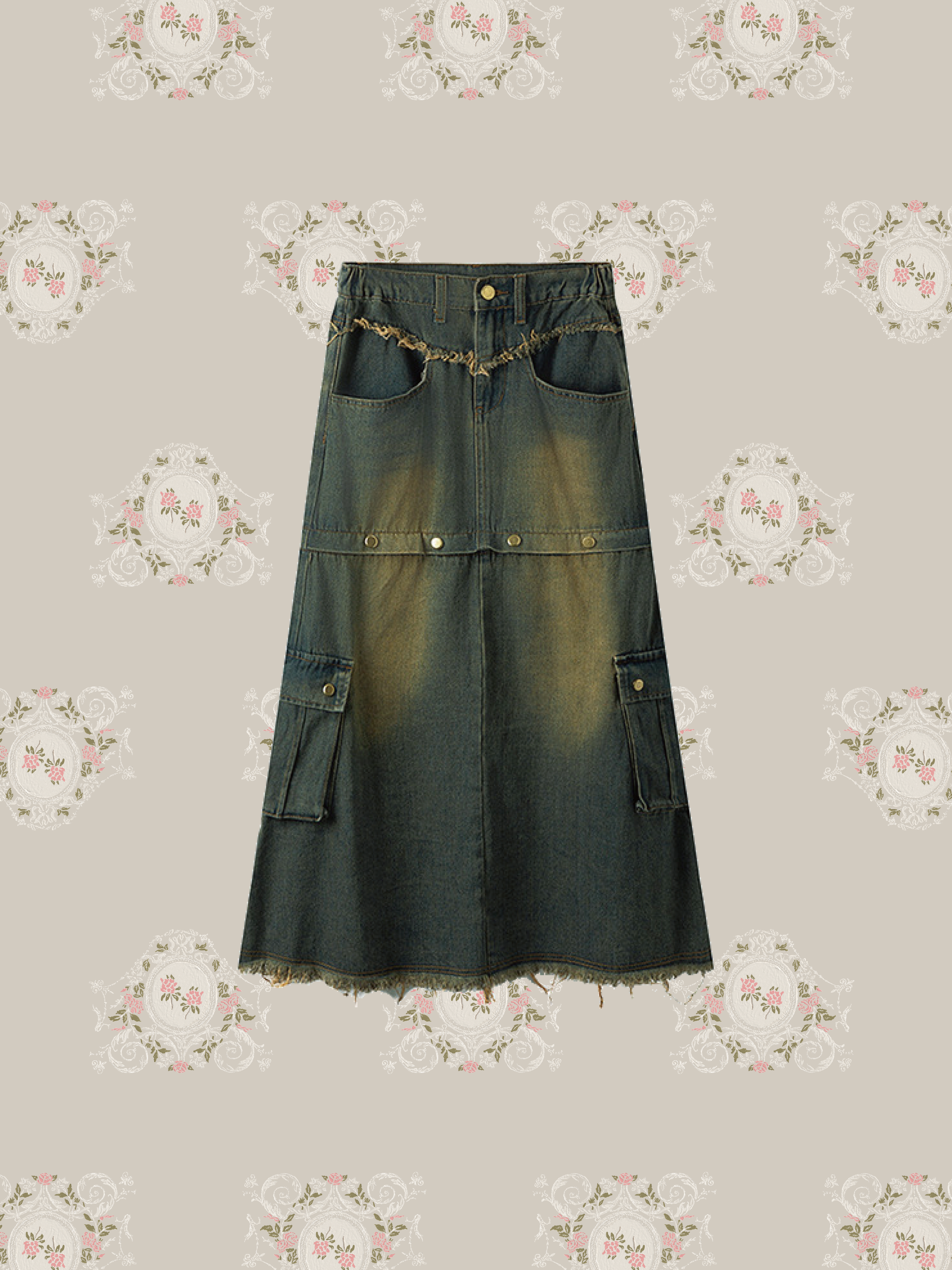 Washed Denim Pocket Skirt ウォッシュドデニムポケットスカート