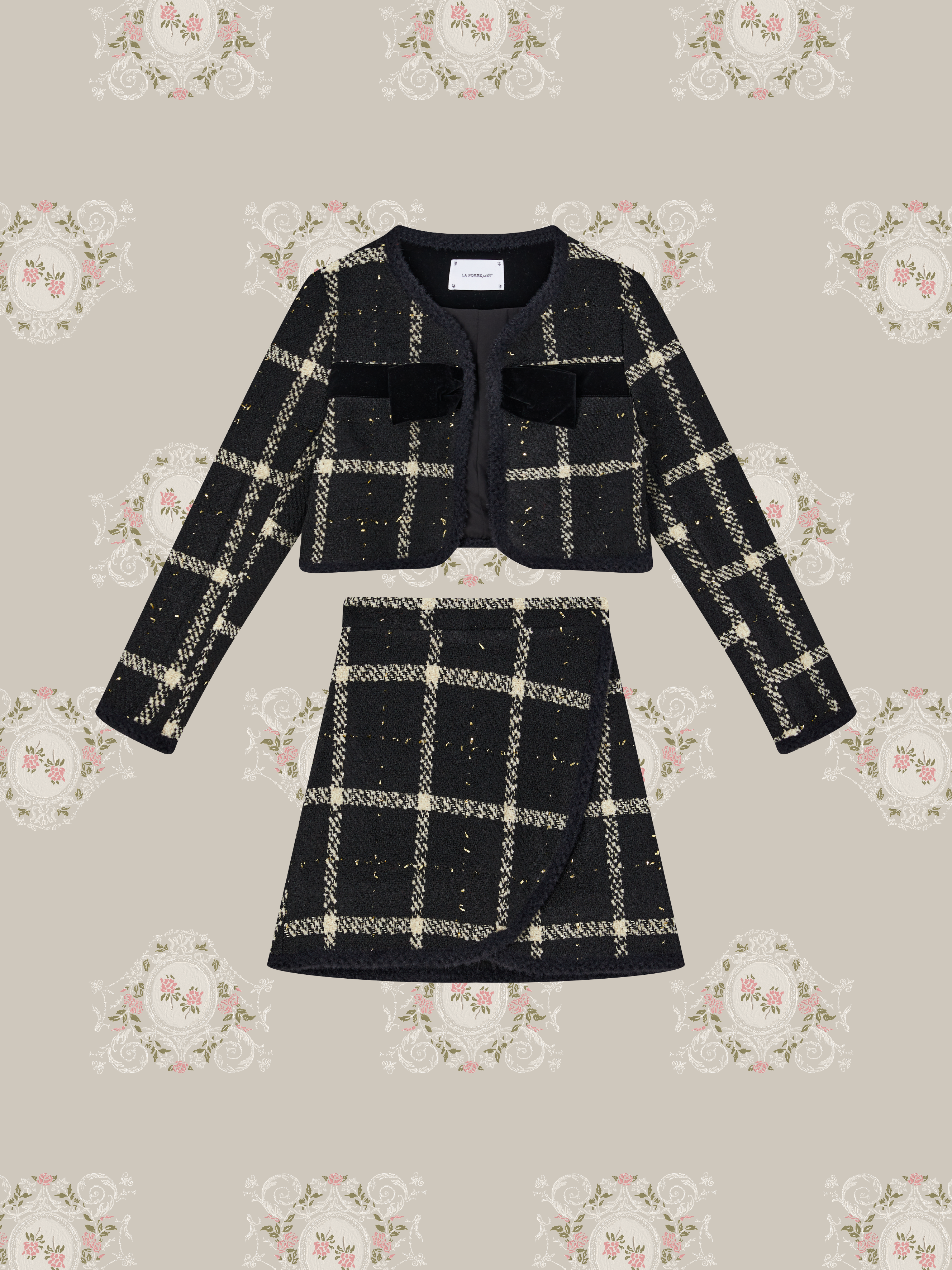 New Color❤︎No Button Red Motif Set Up. ノンボタンレッドチェックモチーフセットアップ