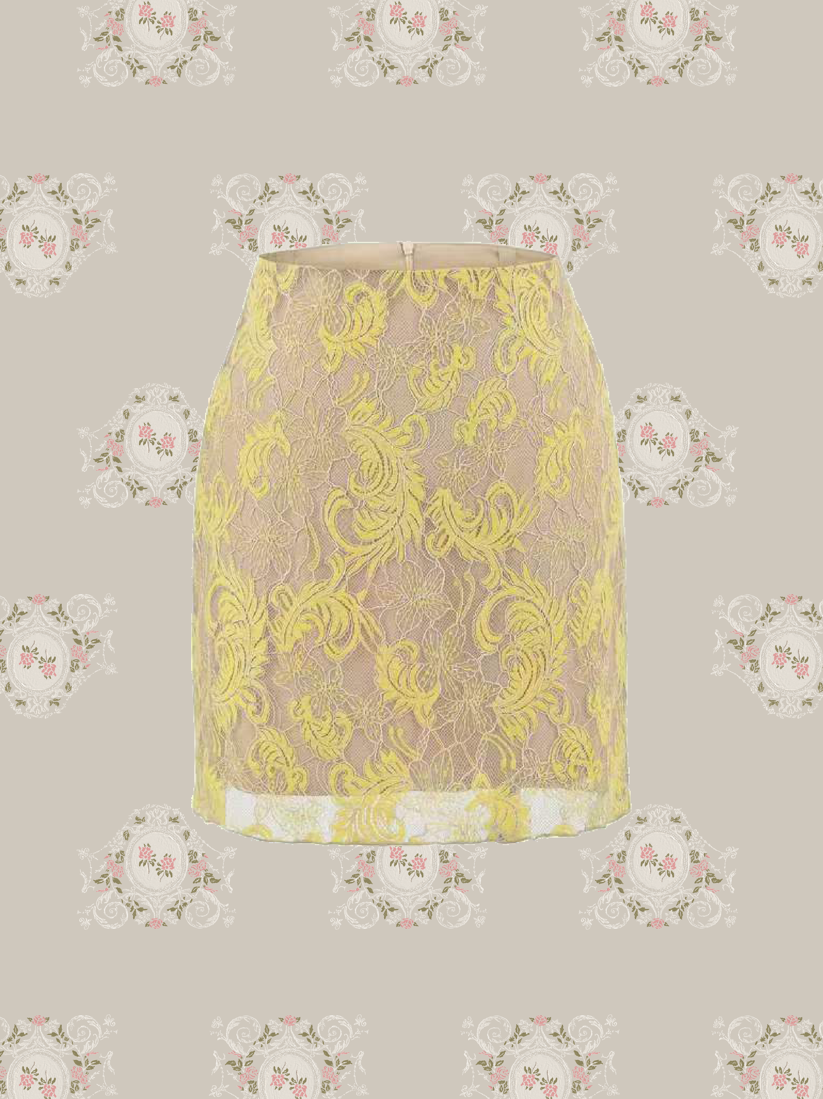 Jacquard Pastel Floral Lace Mini Skirt/ジャカードパステル花柄レースミニスカート
