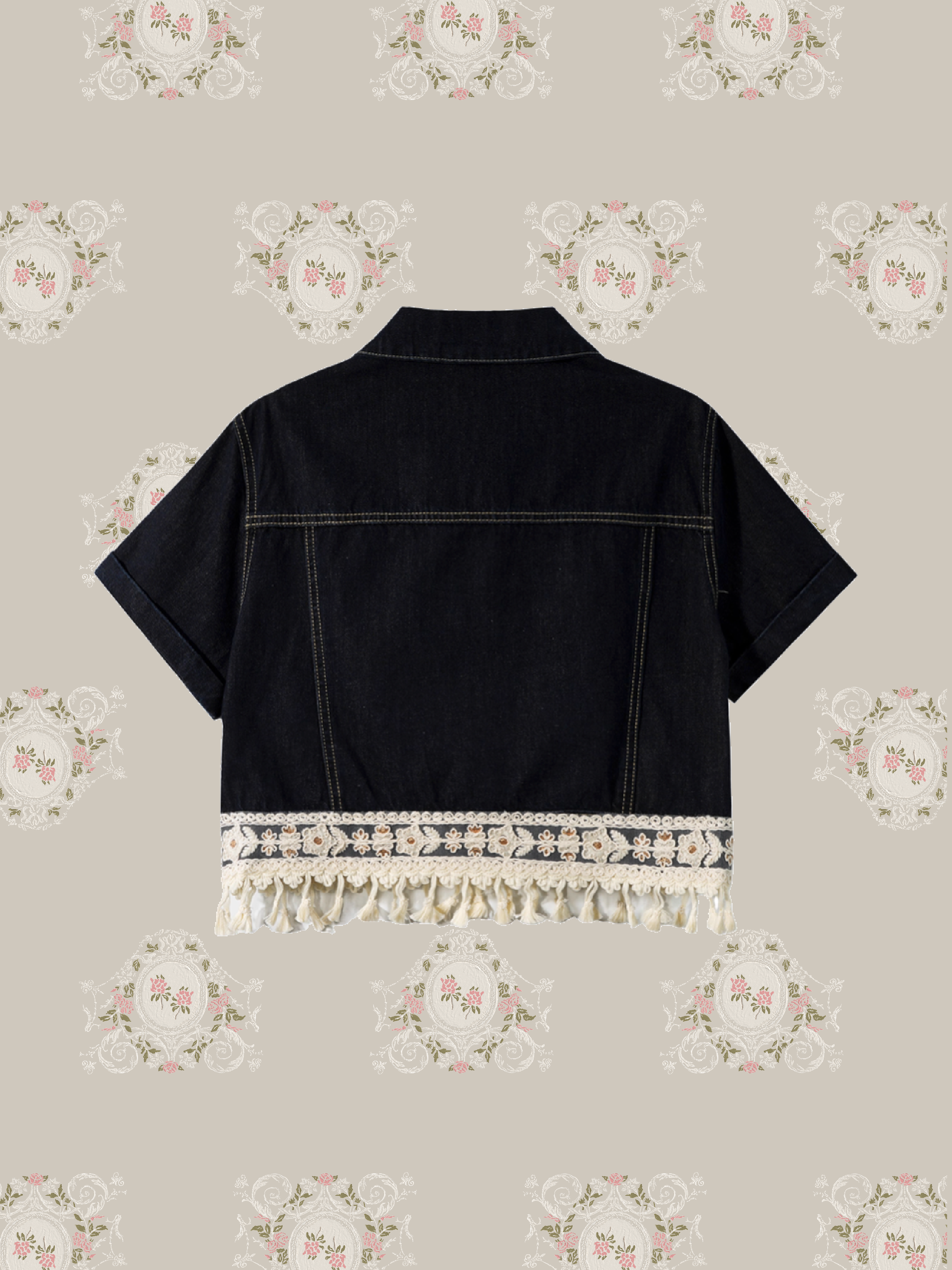 Lace Stitching Denim Shirt/レースステッチデニムシャツ