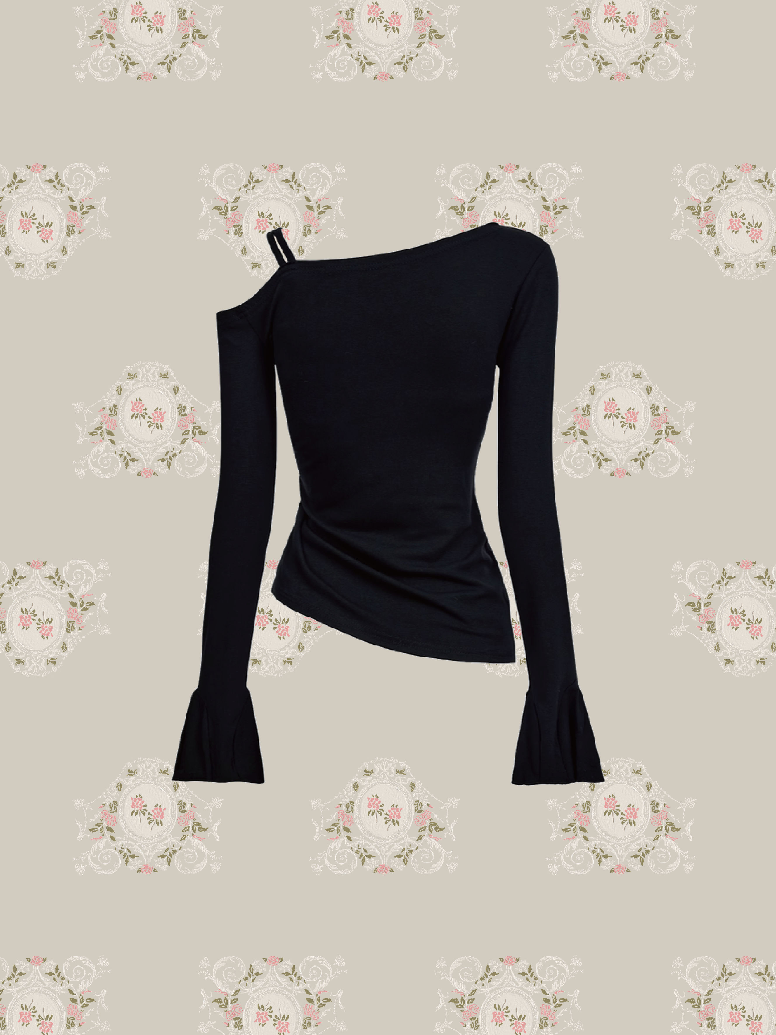 Oblique Shoulder Gather Shirt/オブリークショルダーギャザーシャツ