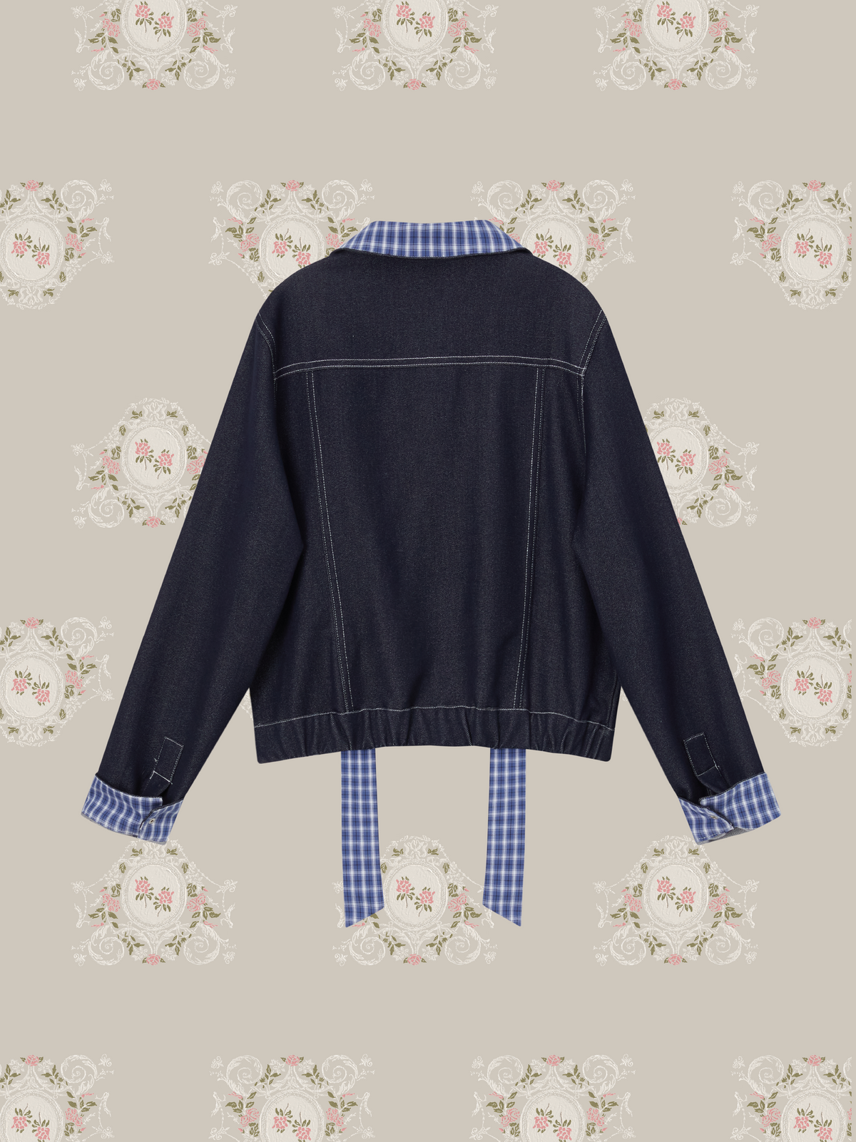 Check Stitching Denim Jacket Set Up/チェックステッチデニムジャケットセットアップ