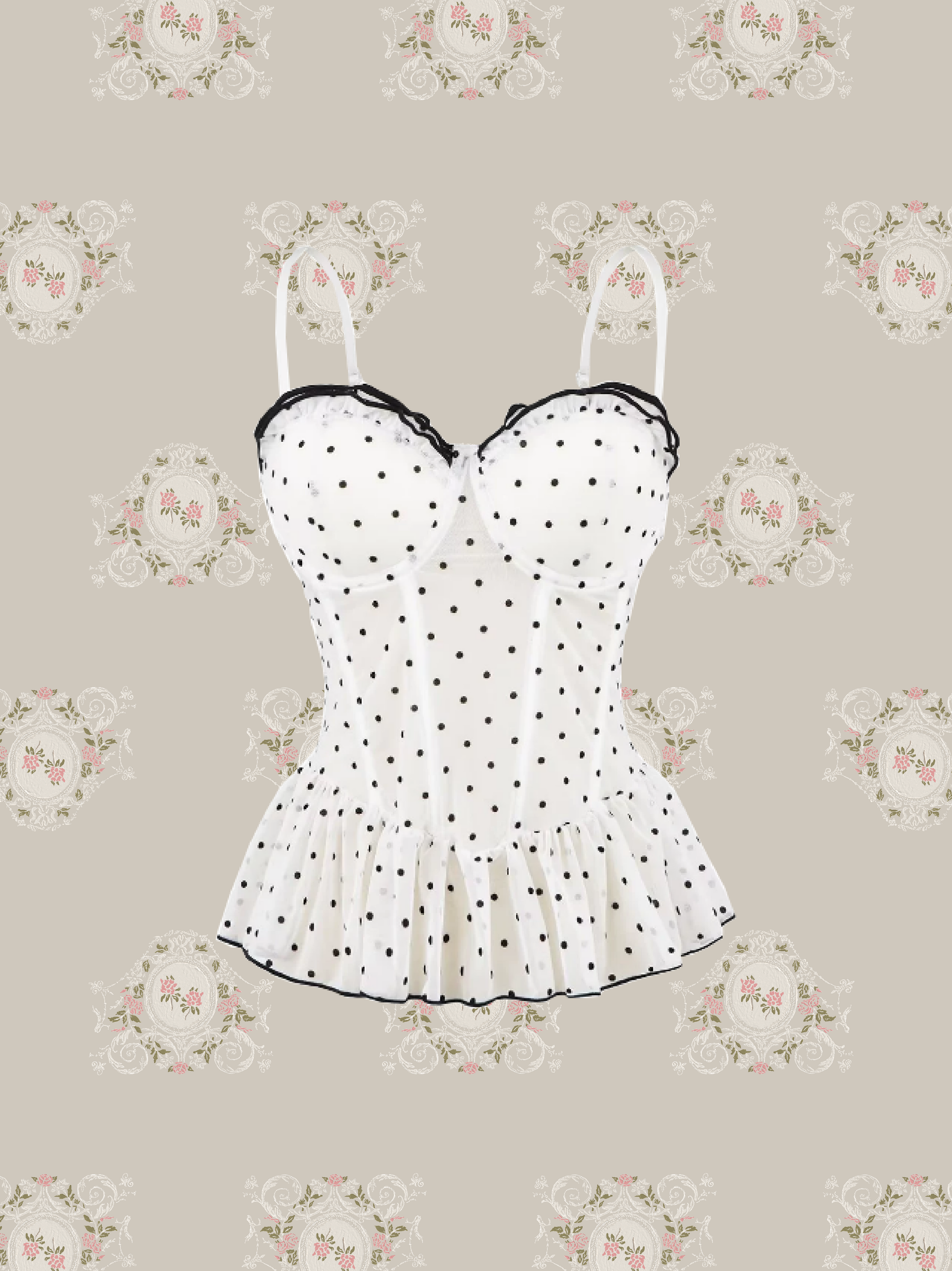 Dots Padded Flare Cami/ドット柄パッド入りフレアキャミソール
