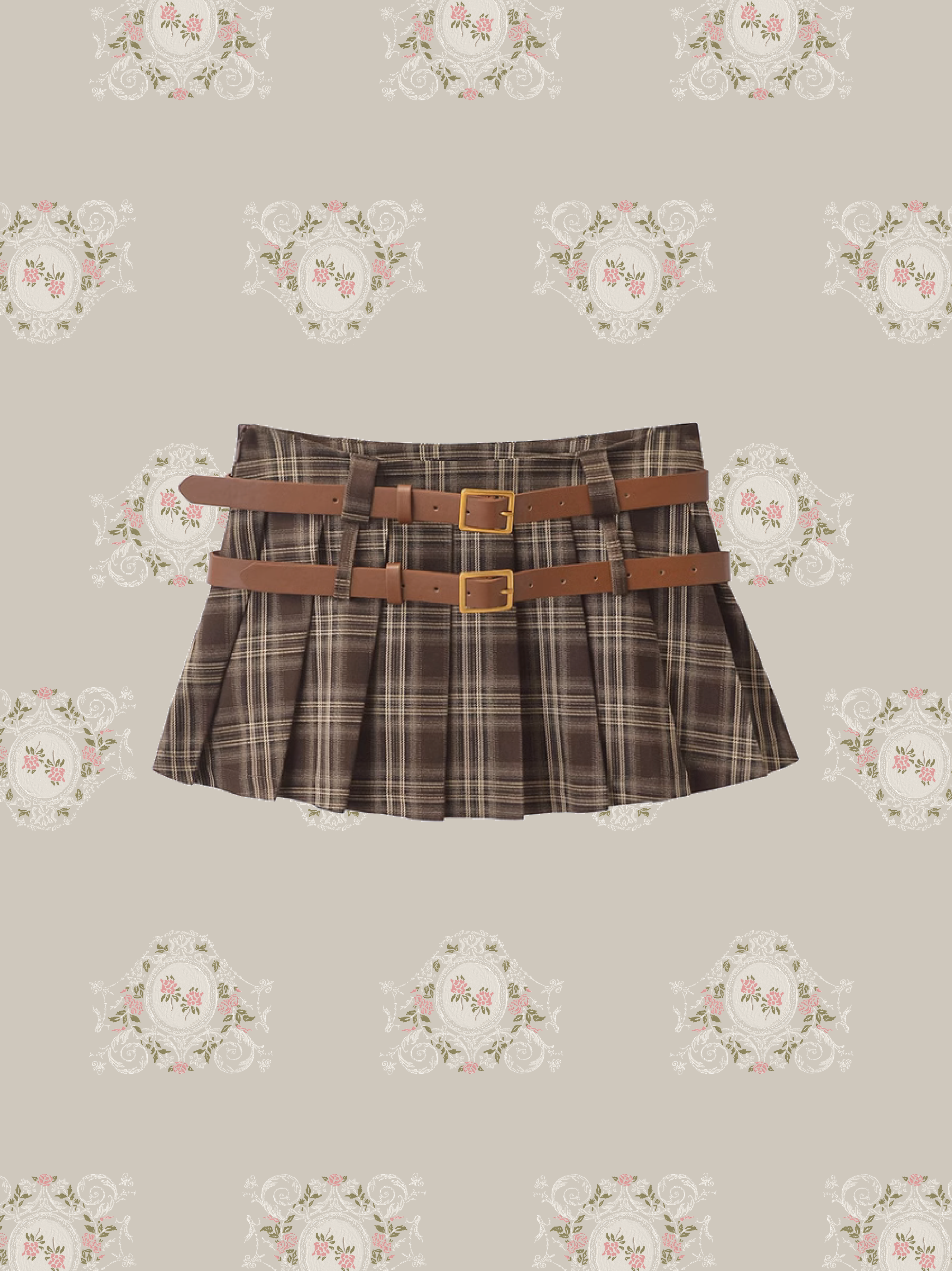 Double Belt Plaid Skirt/ダブルベルトチェック柄スカート