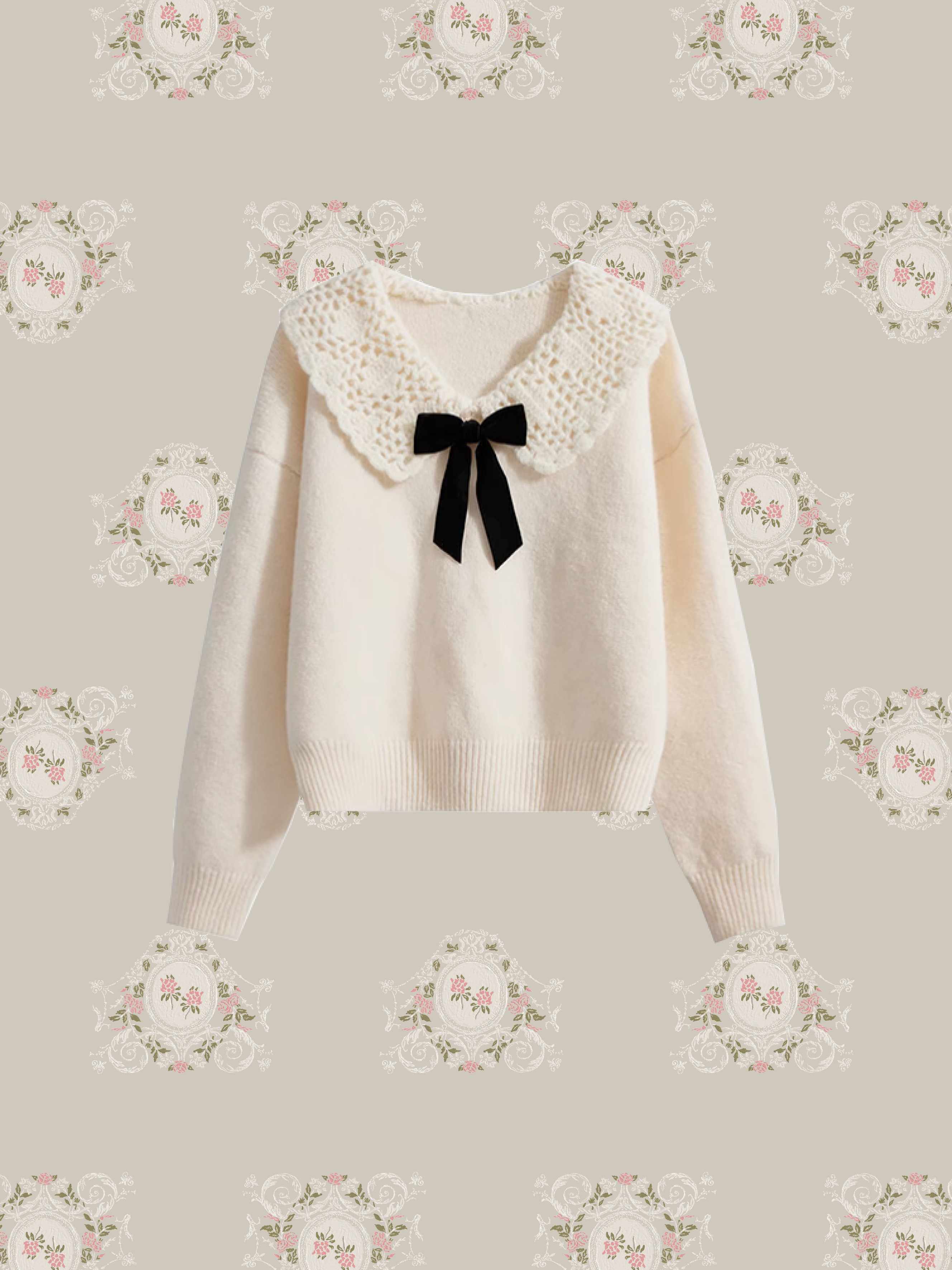Lace Baby Collar Knit Top/レースベビーカラーニットトップ