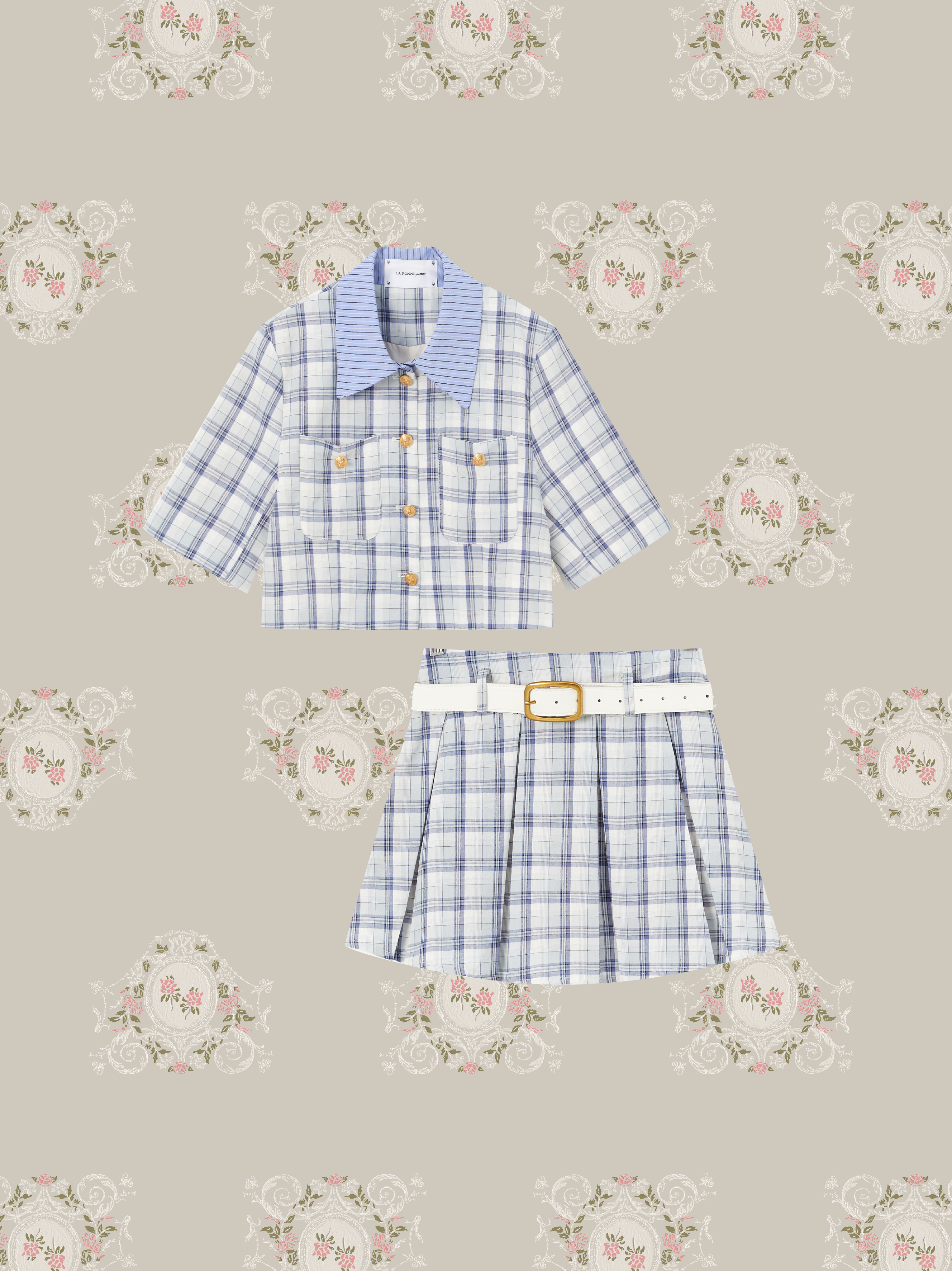 ・予約販売・Cheerful Plaid Patchwork Set Up/チェック柄パッチワークセットアップ